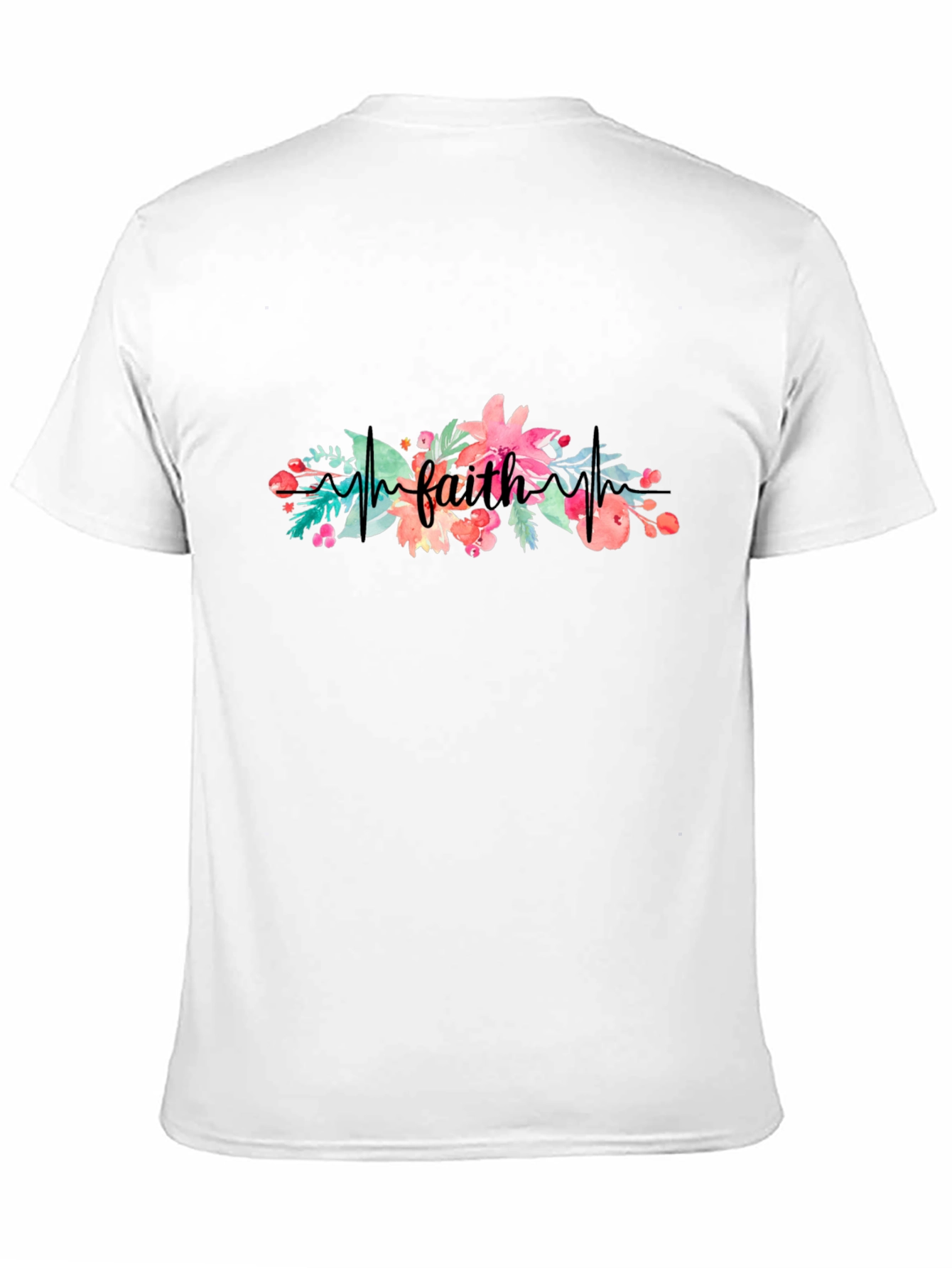 Faith Floral Heartbeat Black T-Shirt