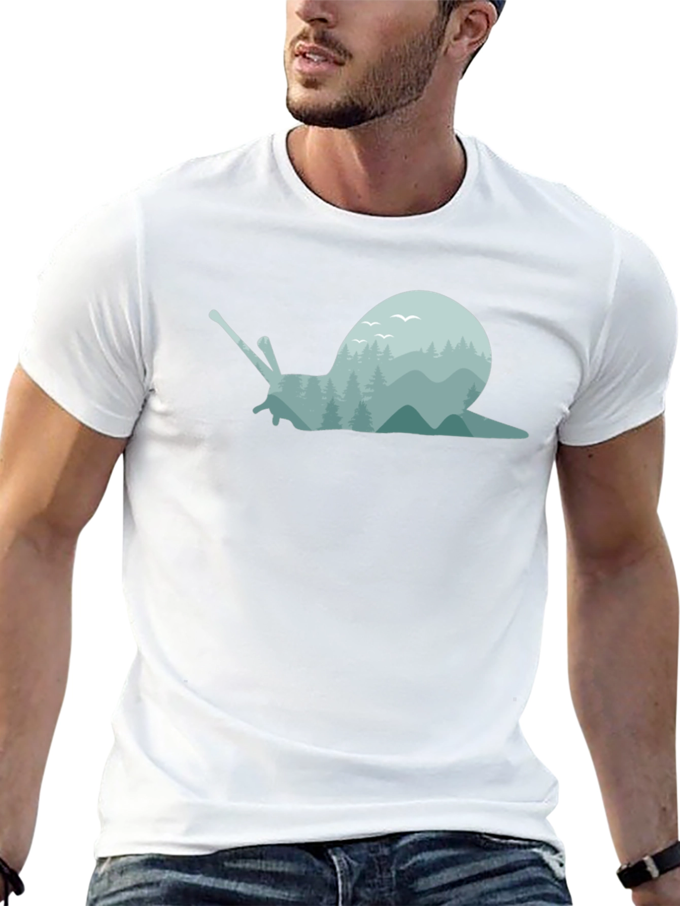 Nature Snail Graphic Tee - Soft Black Cotton