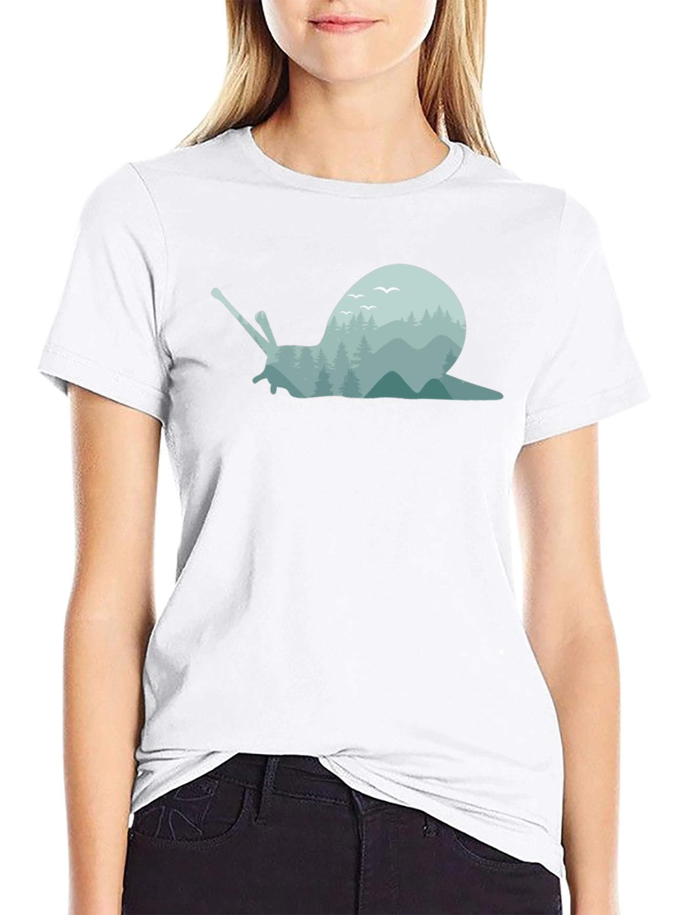 Nature Snail Graphic Tee - Soft Black Cotton