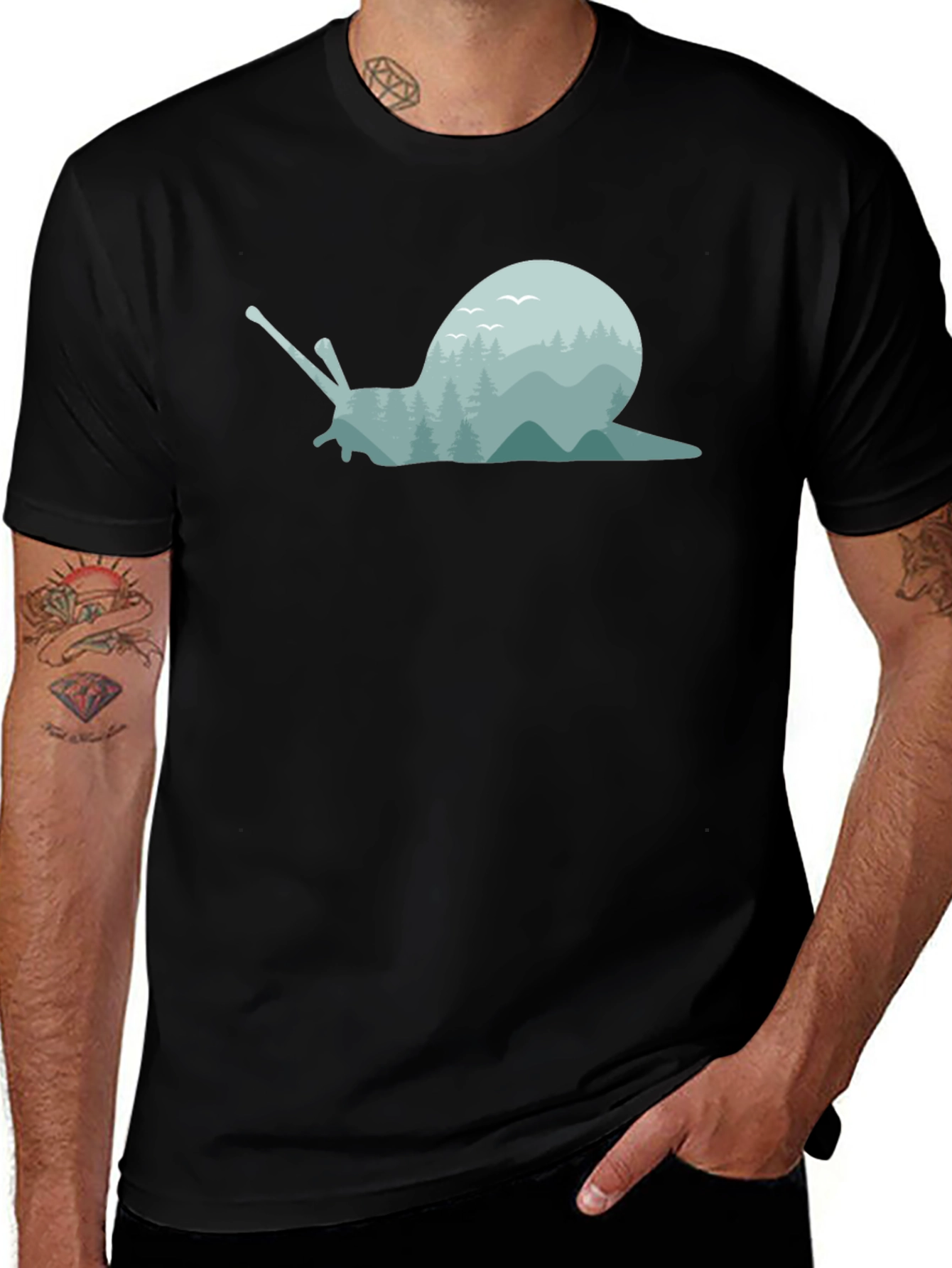 Nature Snail Graphic Tee - Soft Black Cotton