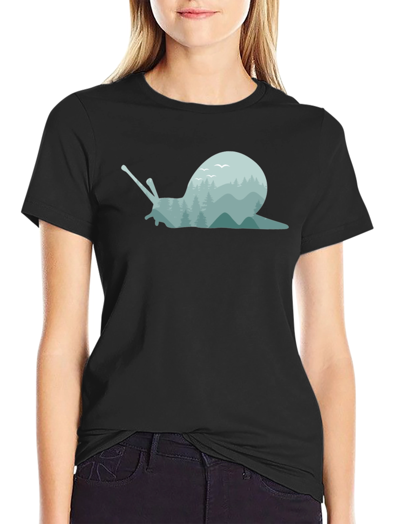 Nature Snail Graphic Tee - Soft Black Cotton