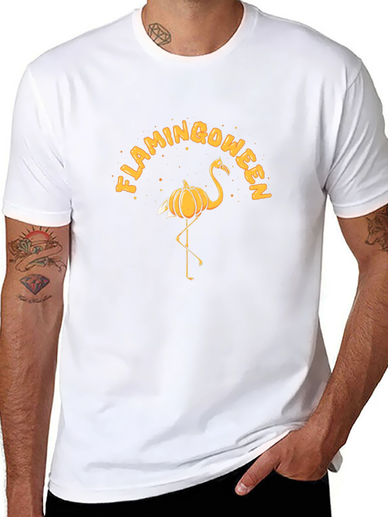 Flamingoween T-Shirt: Halloween Flamingo Pumpkin Tee
