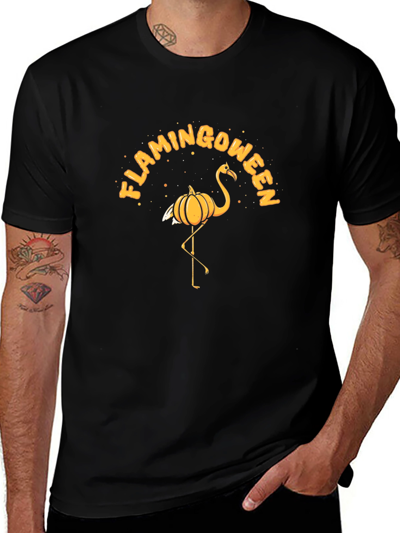Flamingoween T-Shirt: Halloween Flamingo Pumpkin Tee