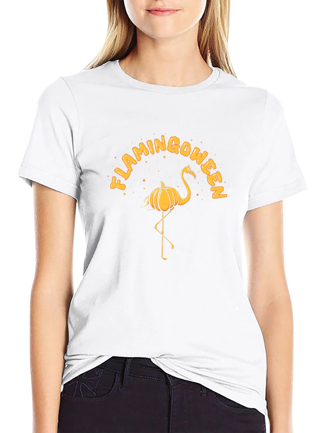 Flamingoween T-Shirt: Halloween Flamingo Pumpkin Tee