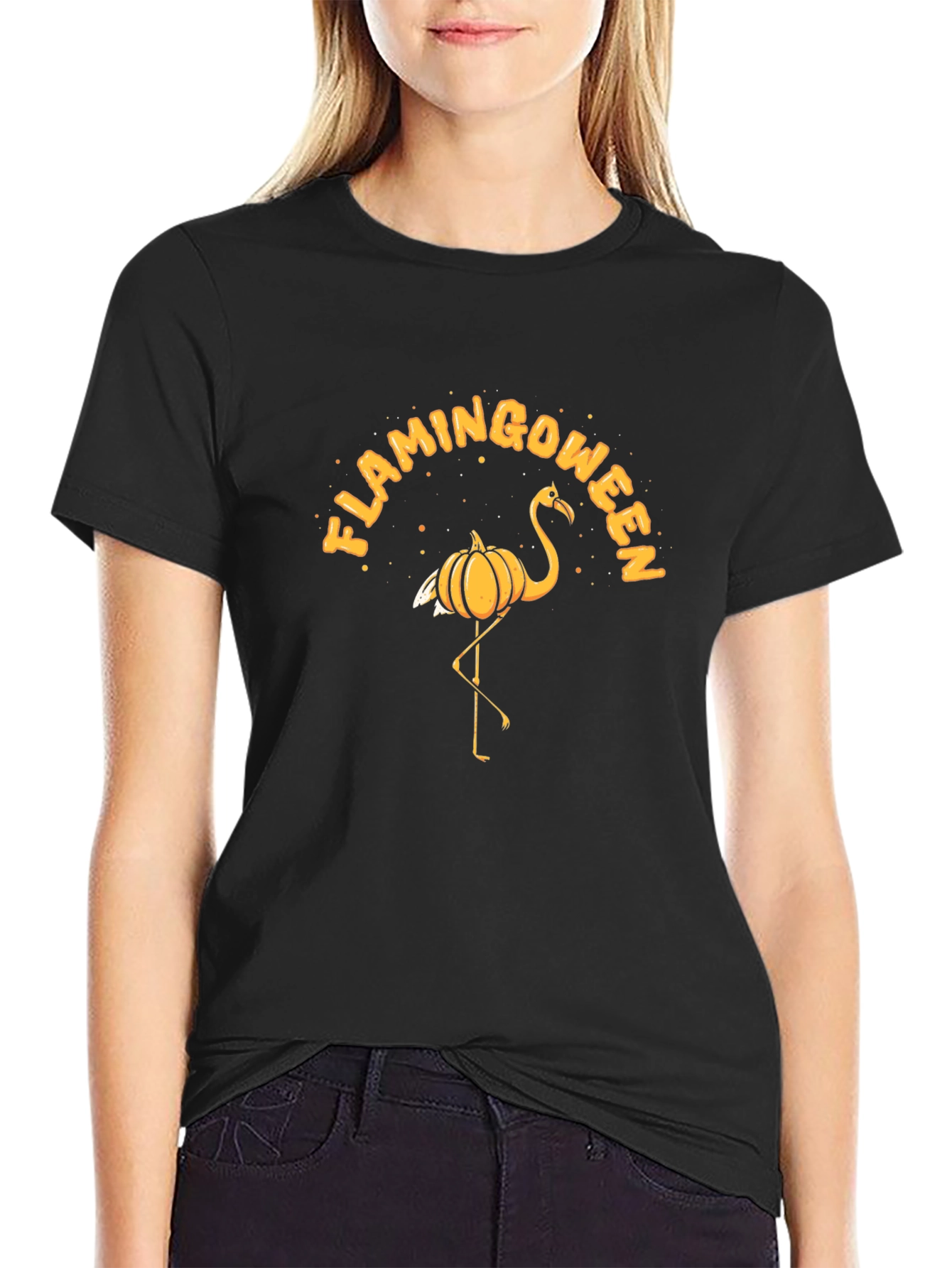 Flamingoween T-Shirt: Halloween Flamingo Pumpkin Tee
