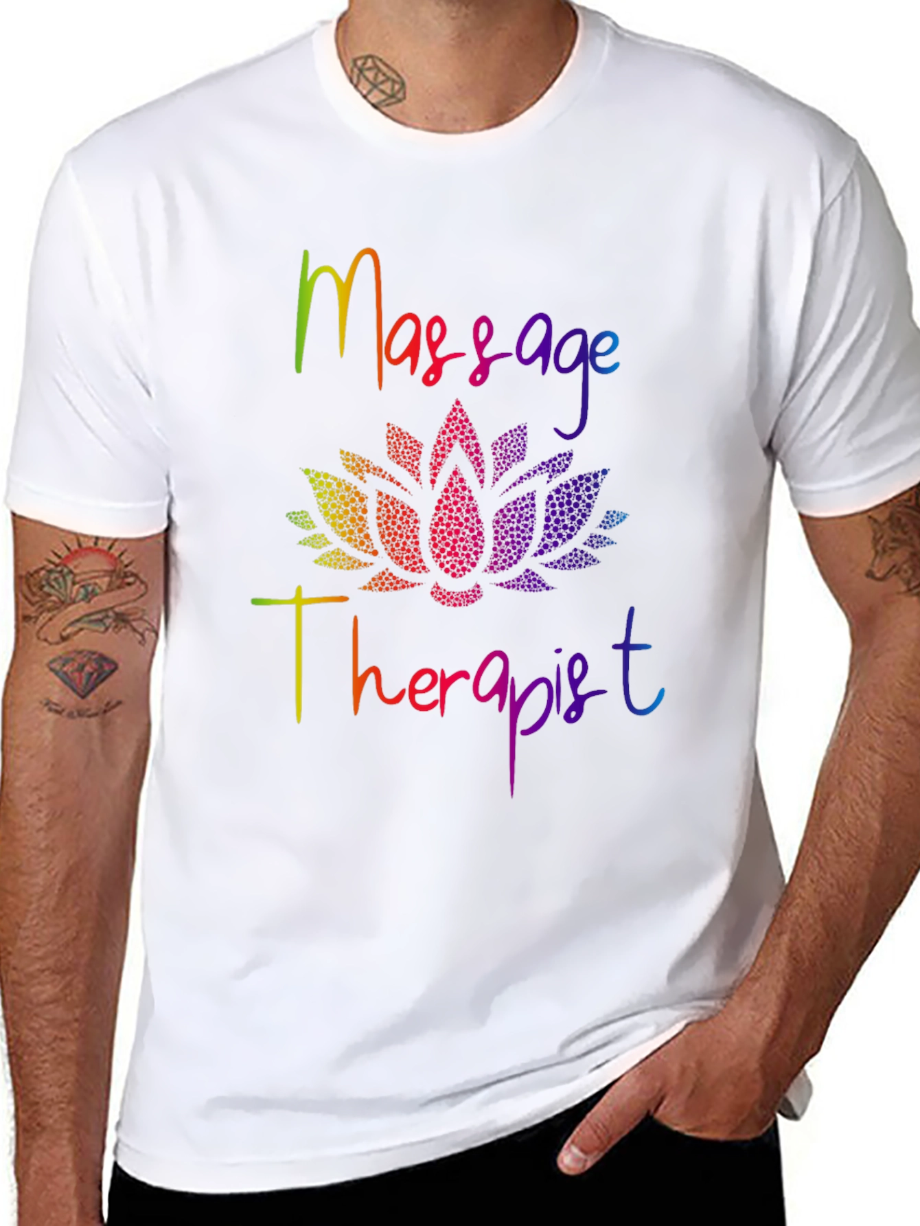Rainbow Massage Therapist Lotus T-Shirt
