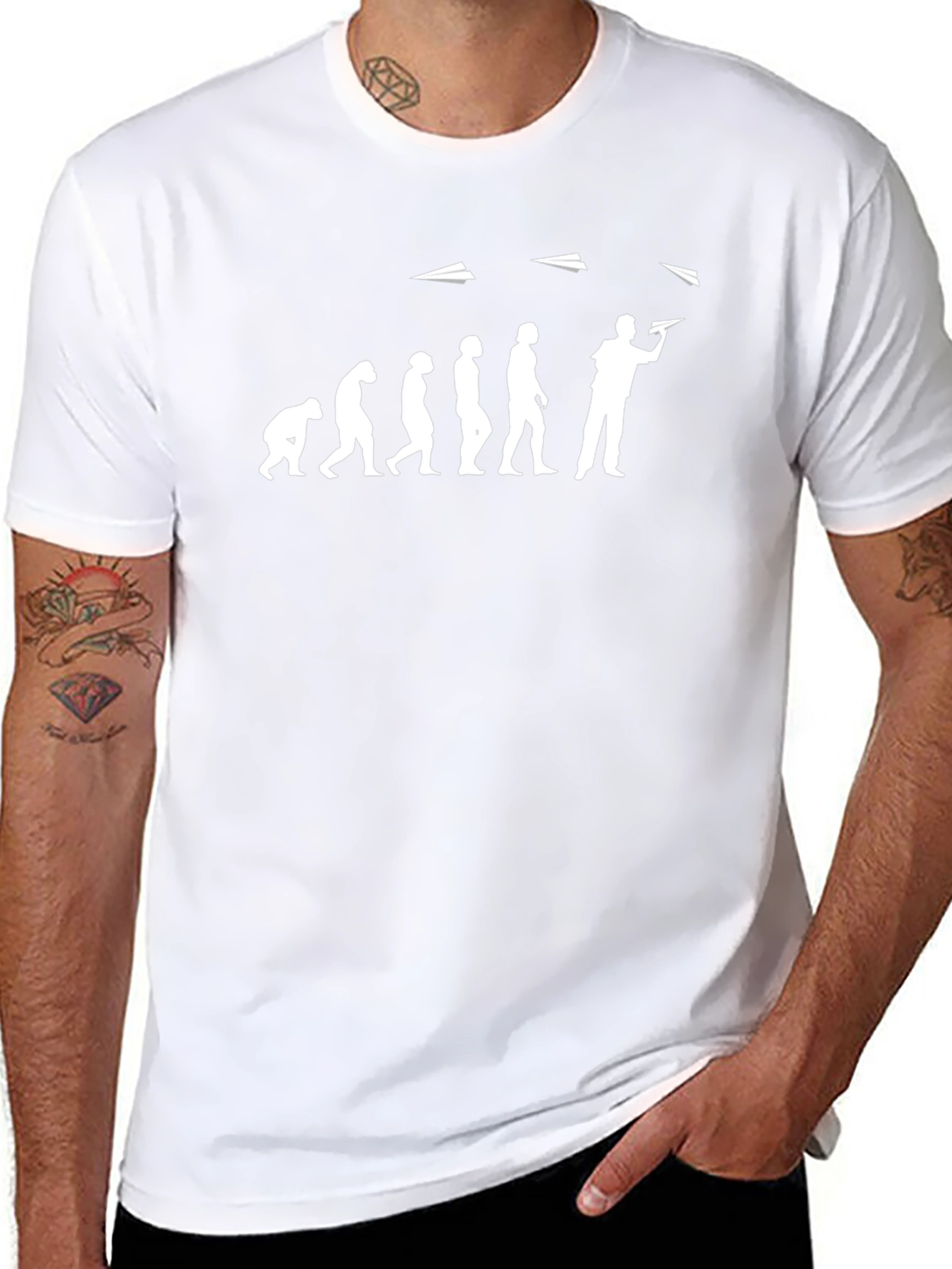 Evolution of Flight T-Shirt - Paper Airplane Thrower