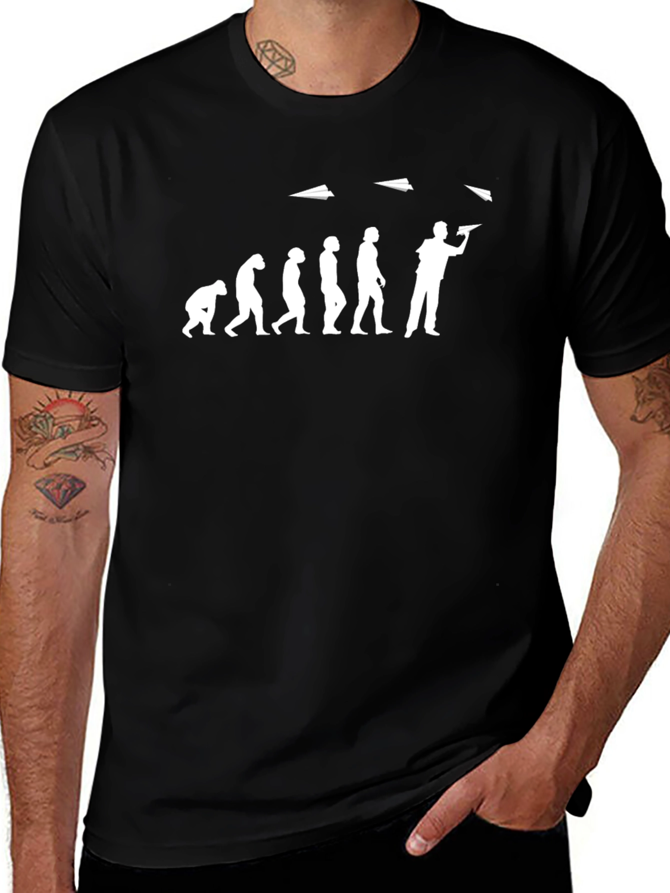 Evolution of Flight T-Shirt - Paper Airplane Thrower