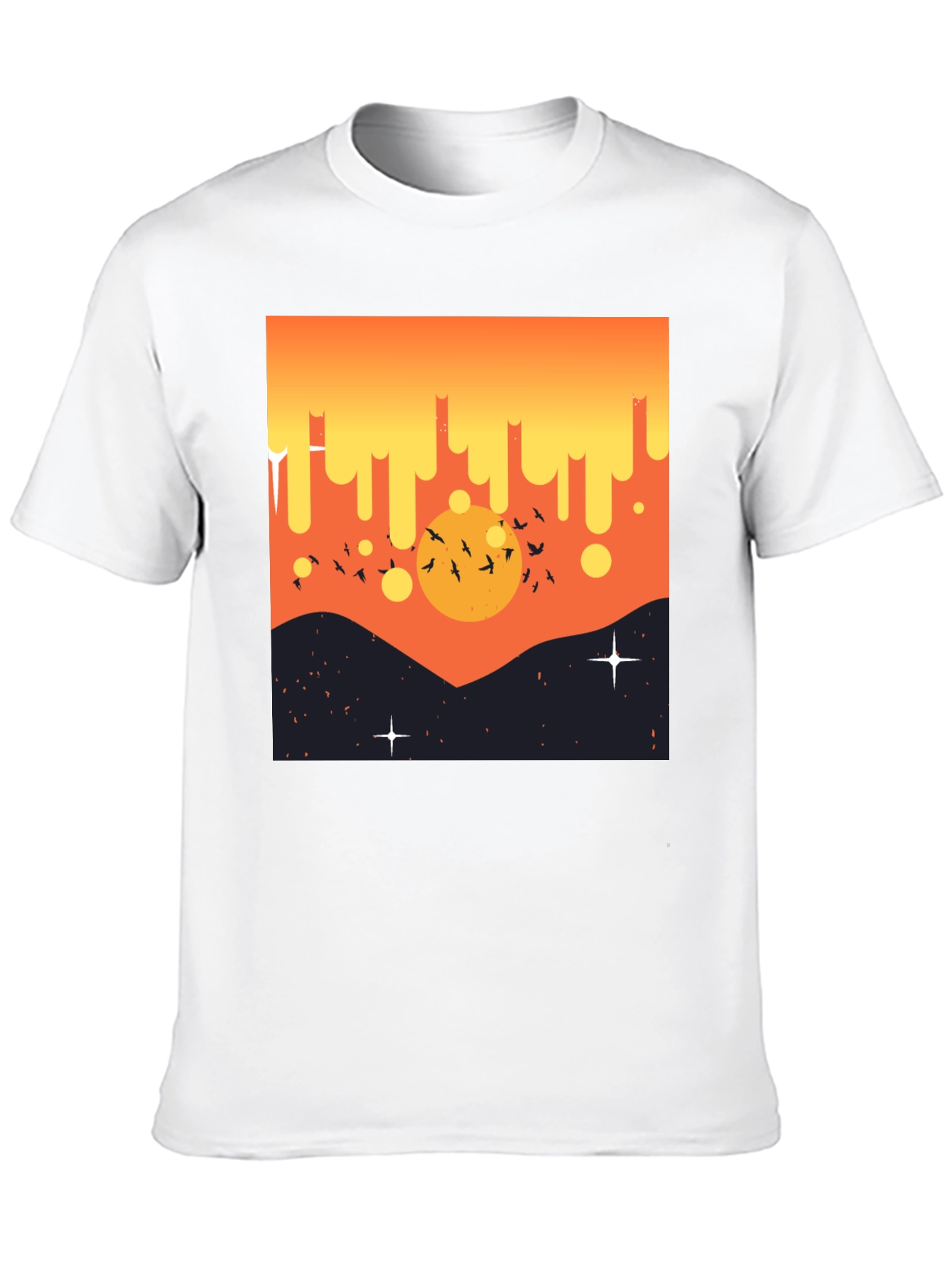 Sunset Birds Graphic Tee - Mens Black T-Shirt