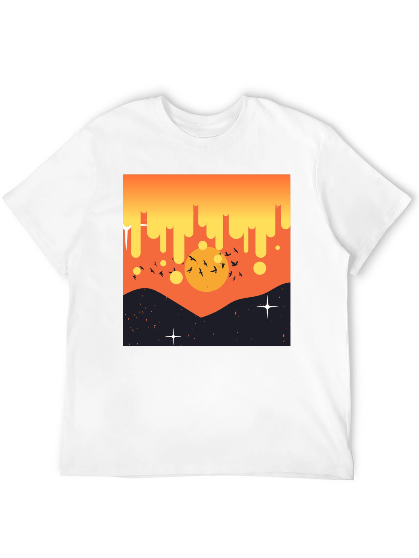Sunset Birds Graphic Tee - Mens Black T-Shirt
