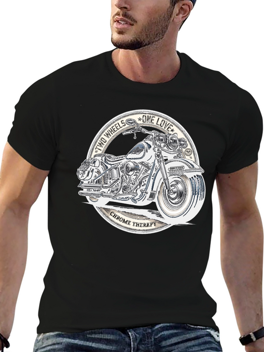 Two Wheels One Love Motorcycle Graphic T-Shirt