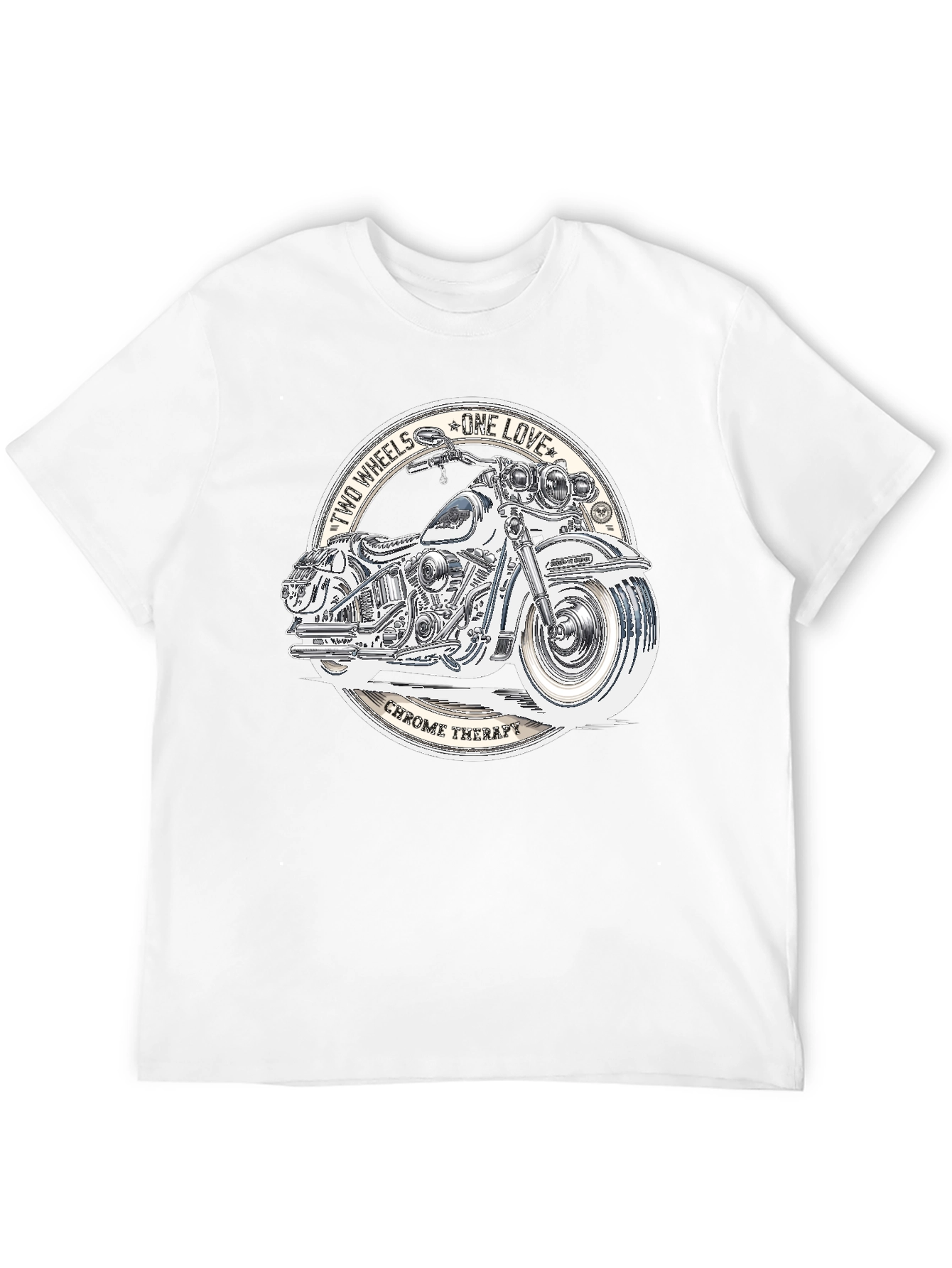 Two Wheels One Love Motorcycle Graphic T-Shirt