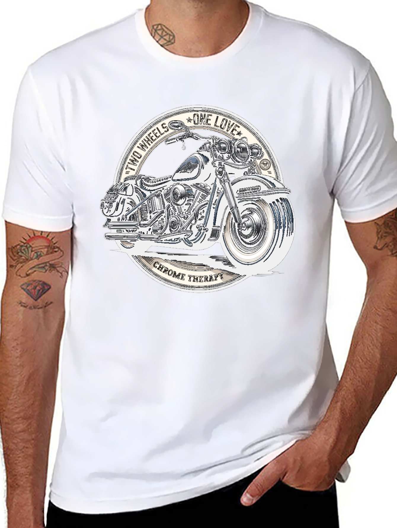 Two Wheels One Love Motorcycle Graphic T-Shirt