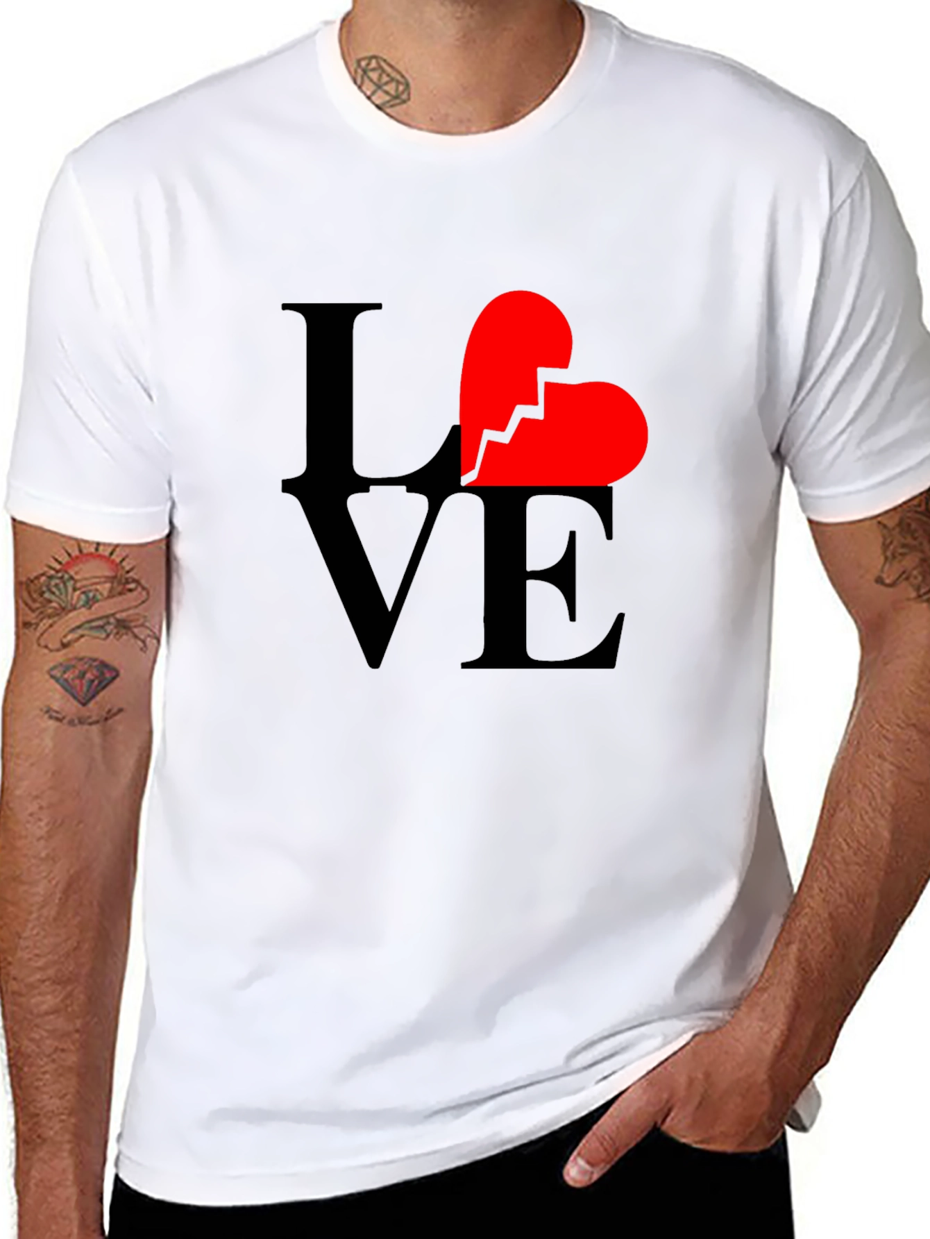 Broken Heart Love Graphic Tee - Black