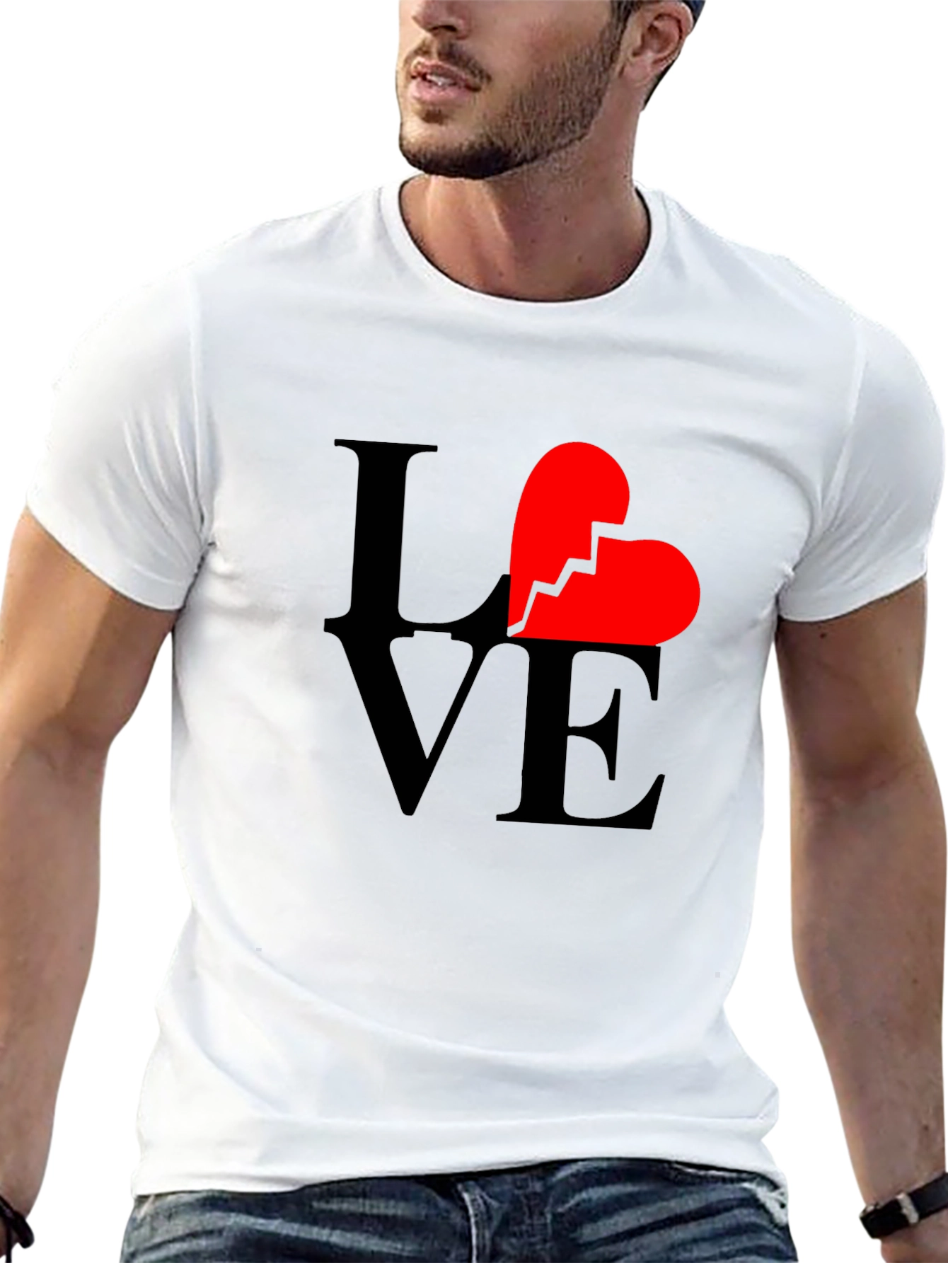 Broken Heart Love Graphic Tee - Black