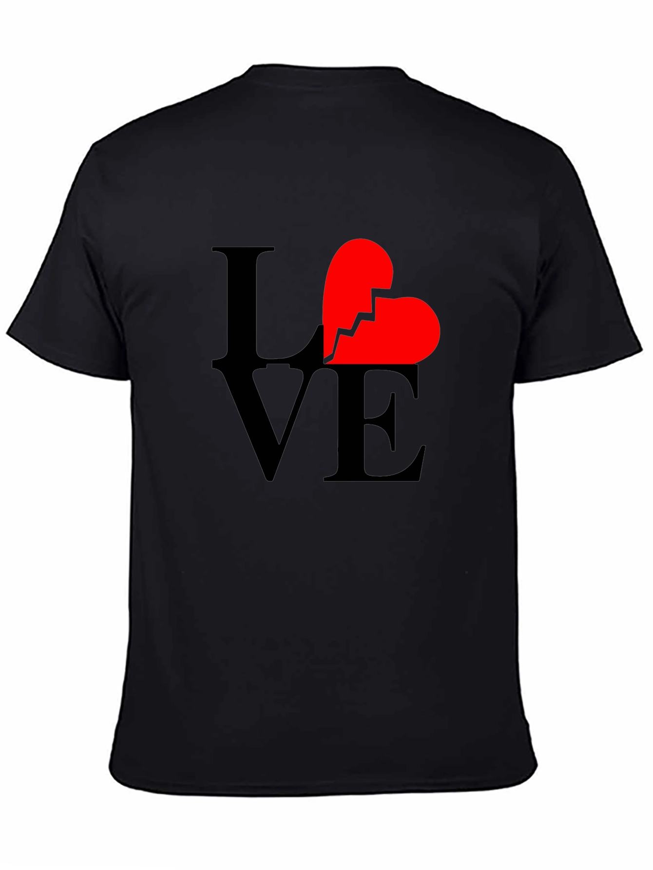 Broken Heart Love Graphic Tee - Black