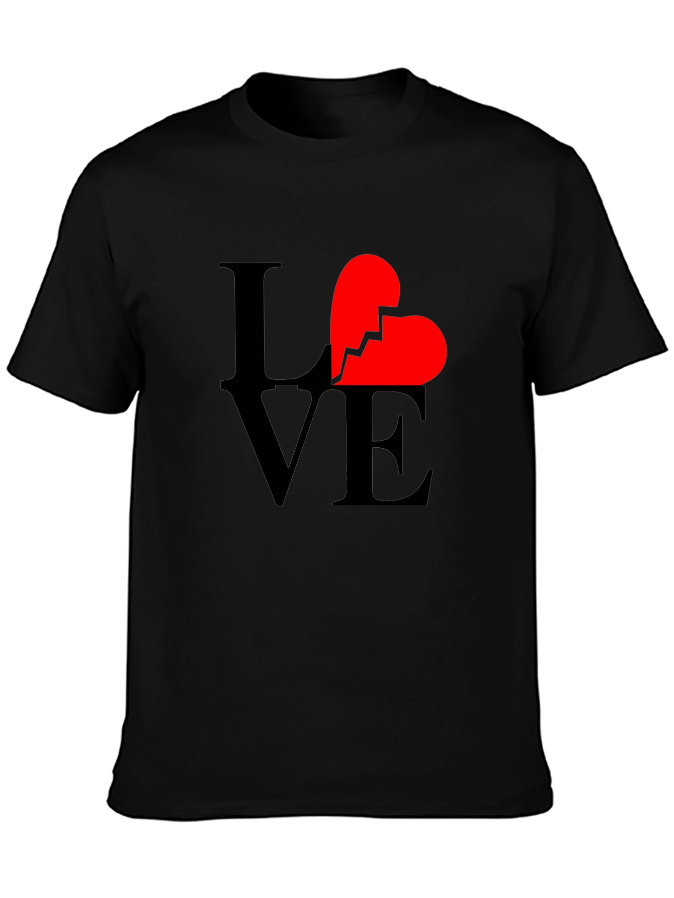 Broken Heart Love Graphic Tee - Black