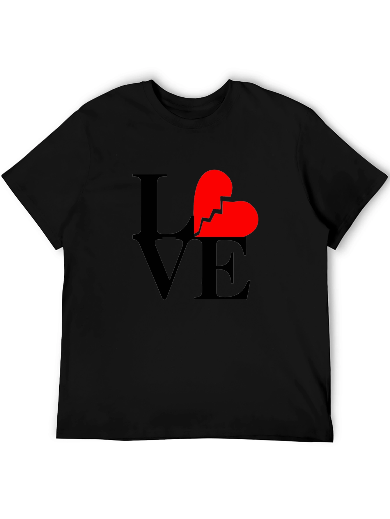 Broken Heart Love Graphic Tee - Black