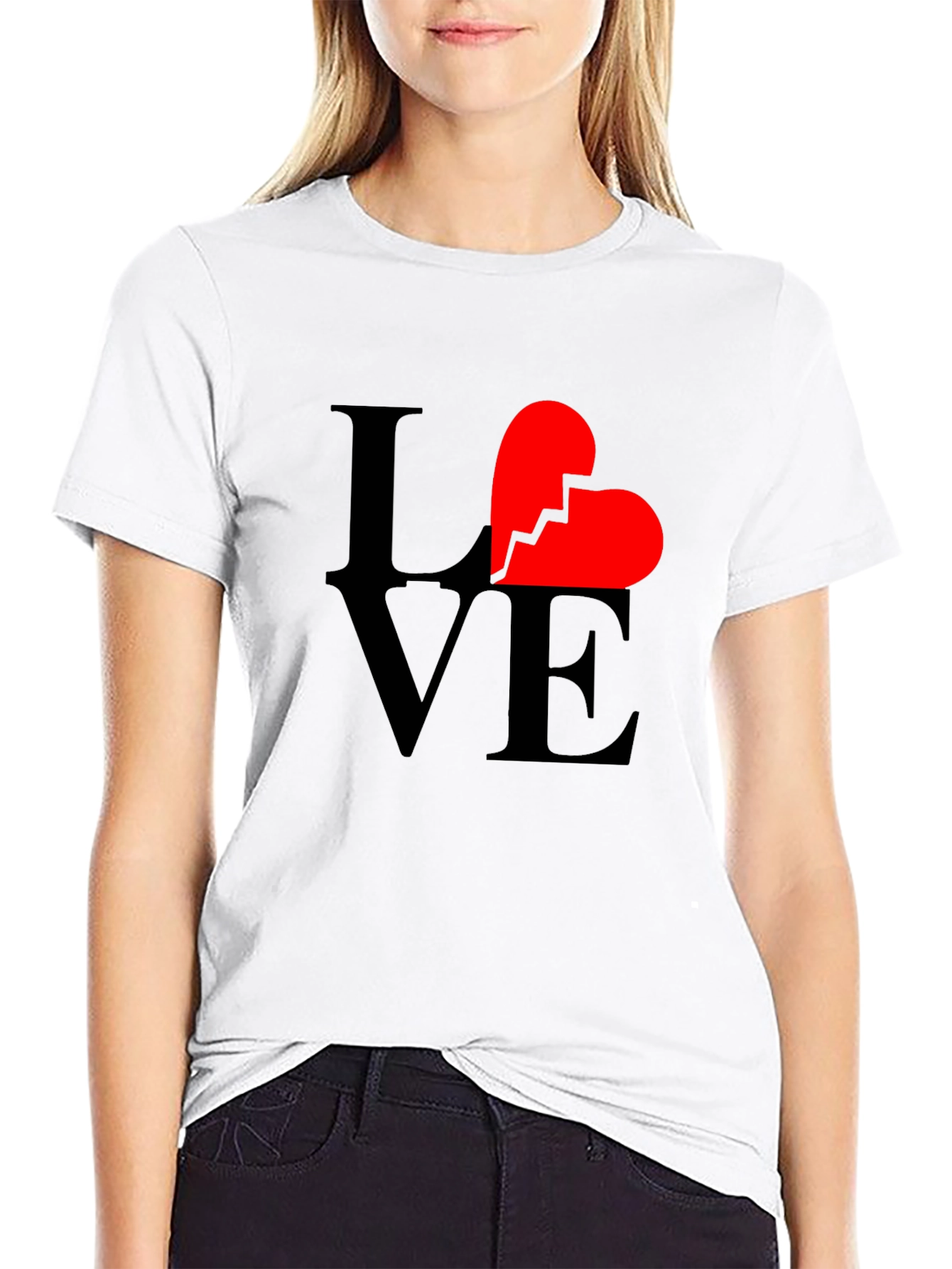 Broken Heart Love Graphic Tee - Black