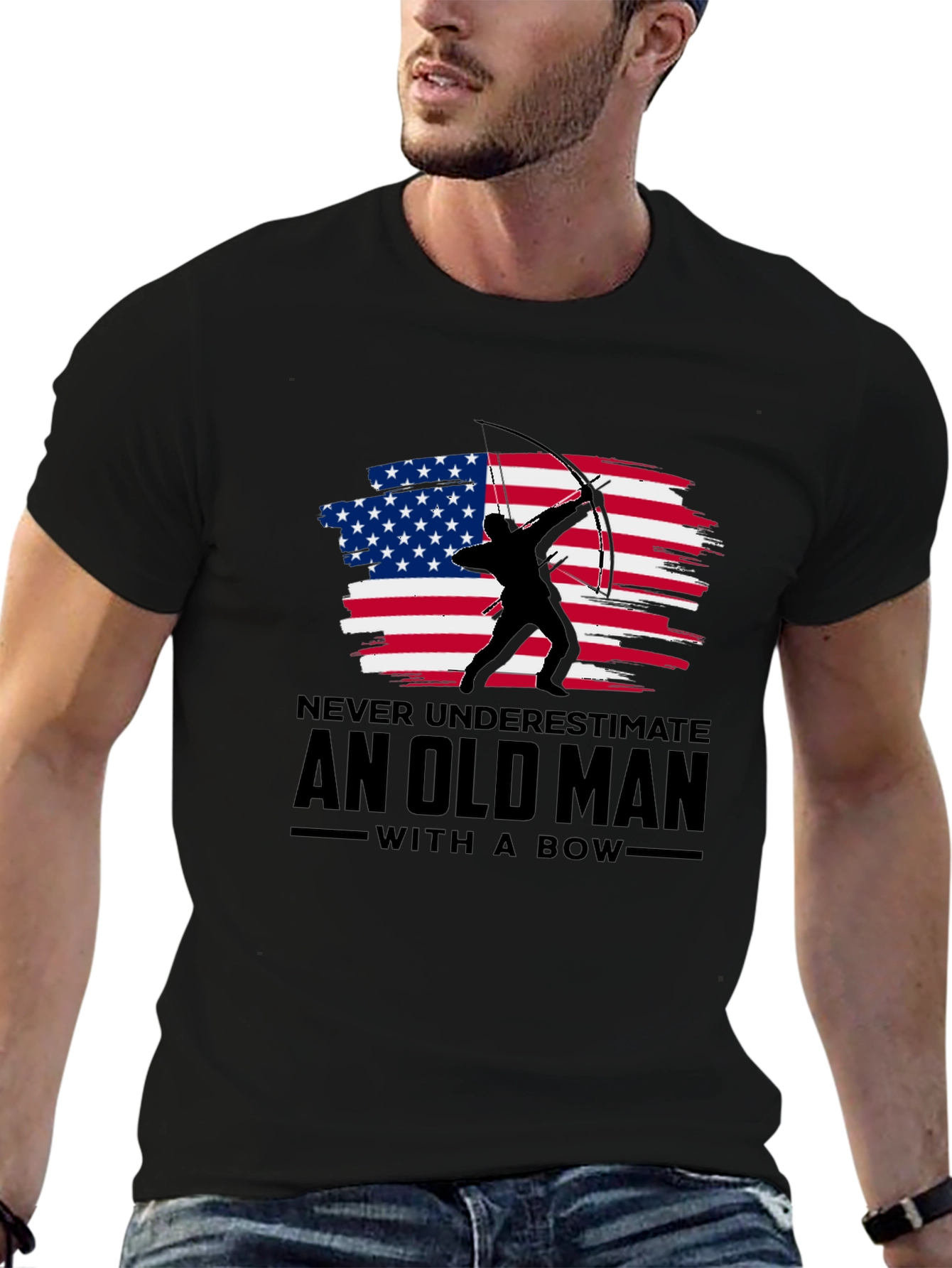 Never Underestimate Old Man With A Bow T-Shirt