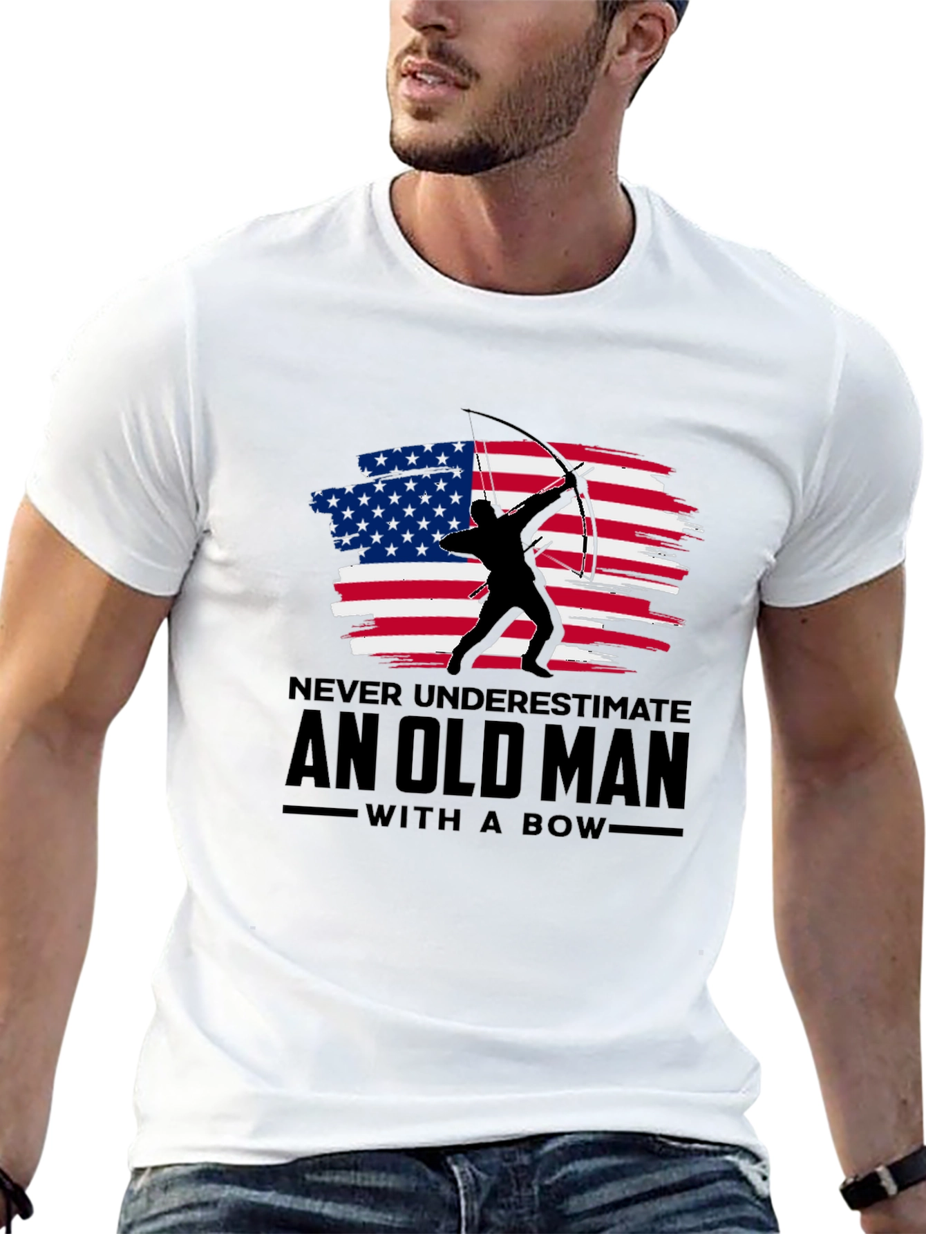 Never Underestimate Old Man With A Bow T-Shirt