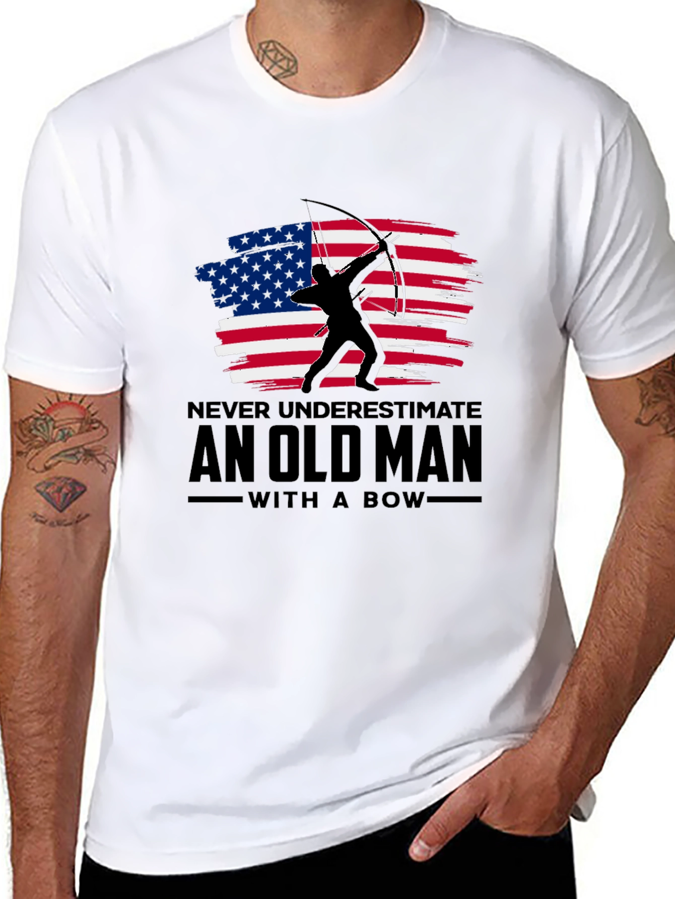 Never Underestimate Old Man With A Bow T-Shirt