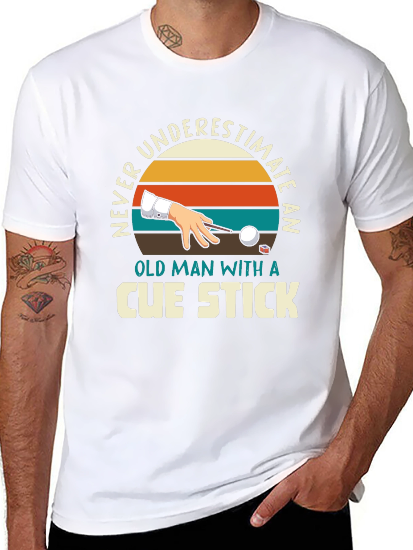 Never Underestimate Cue Stick Black T-Shirt