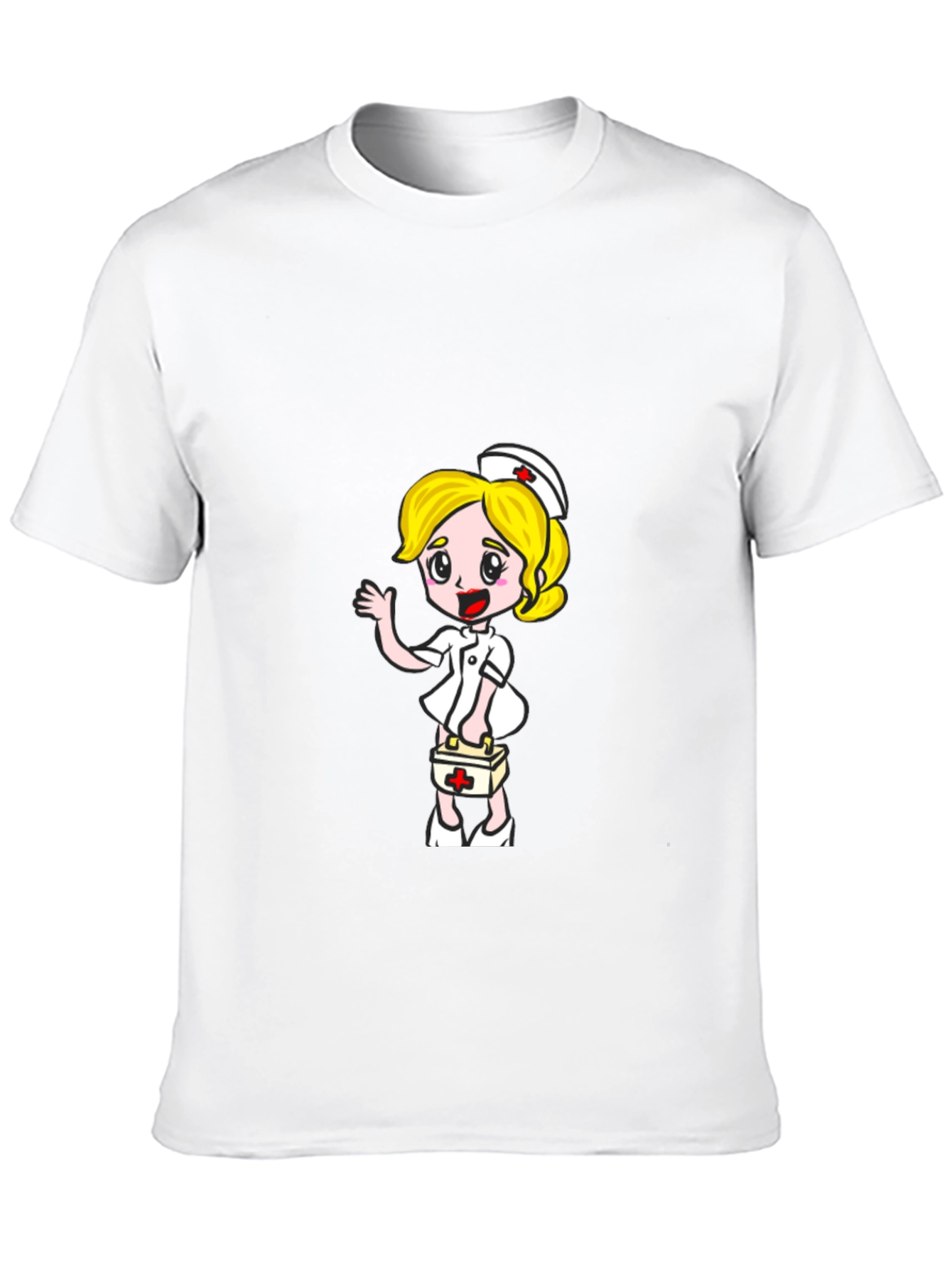 Nurse Cartoon Graphic Tee - Black
