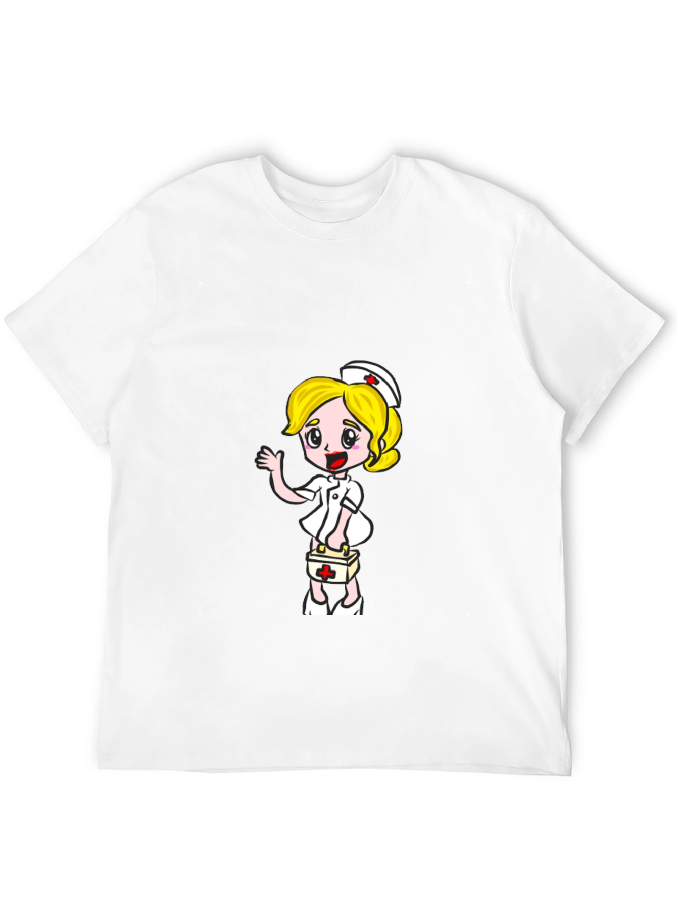 Nurse Cartoon Graphic Tee - Black
