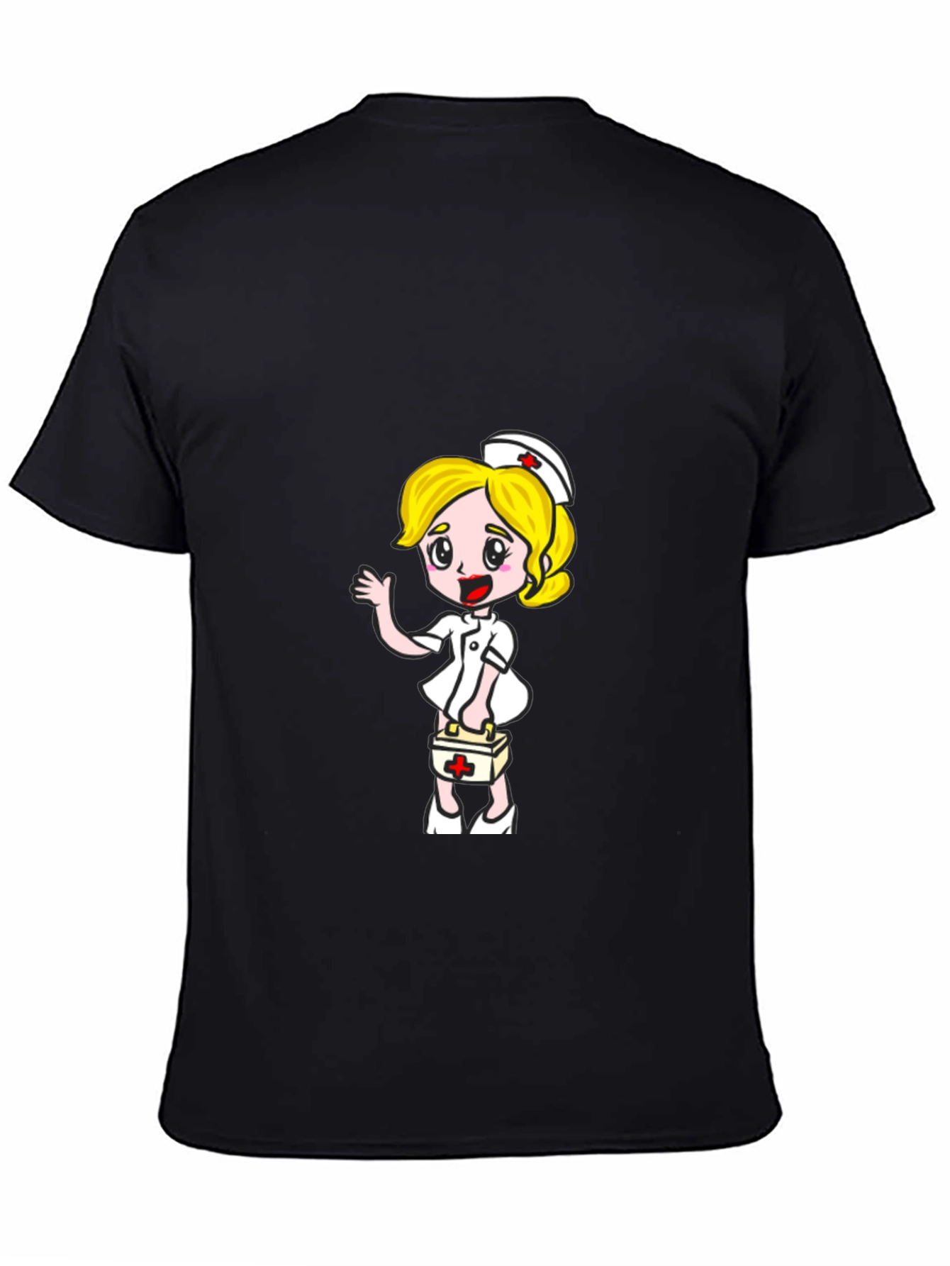 Nurse Cartoon Graphic Tee - Black