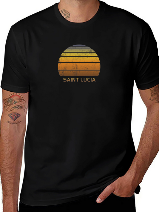 Saint Lucia Vintage Sunset Graphic T-Shirt