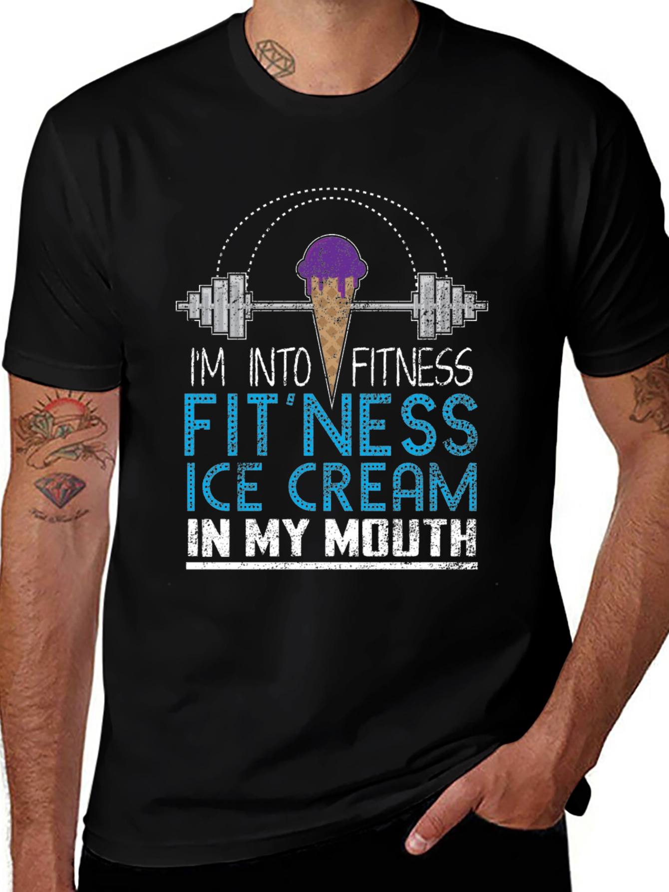 Fitness Ice Cream Mens Graphic T-Shirt