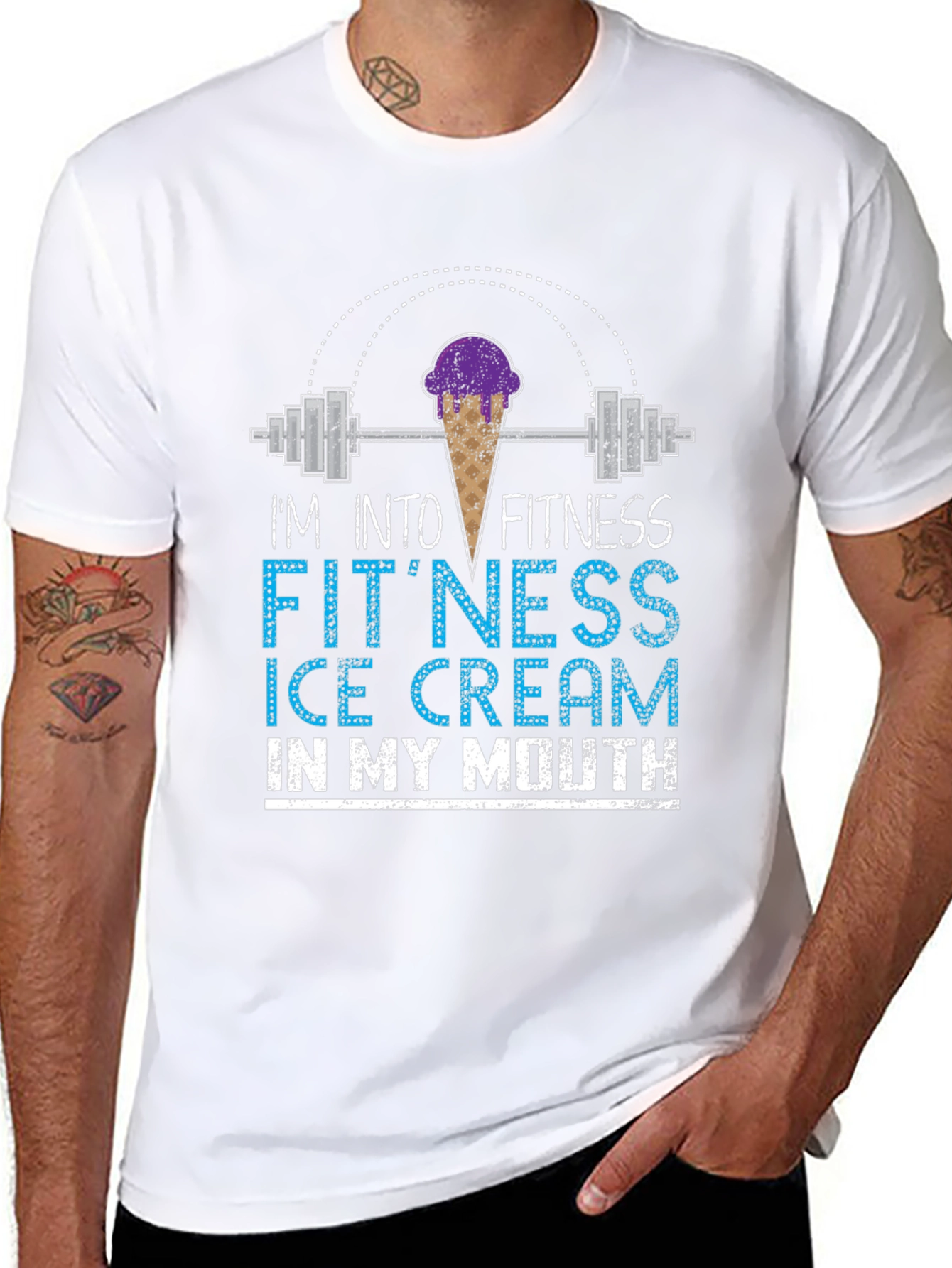 Fitness Ice Cream Mens Graphic T-Shirt