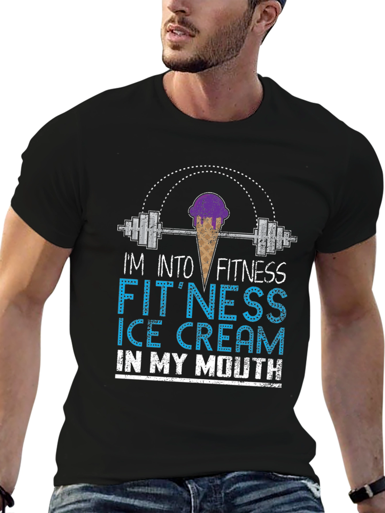 Fitness Ice Cream Mens Graphic T-Shirt