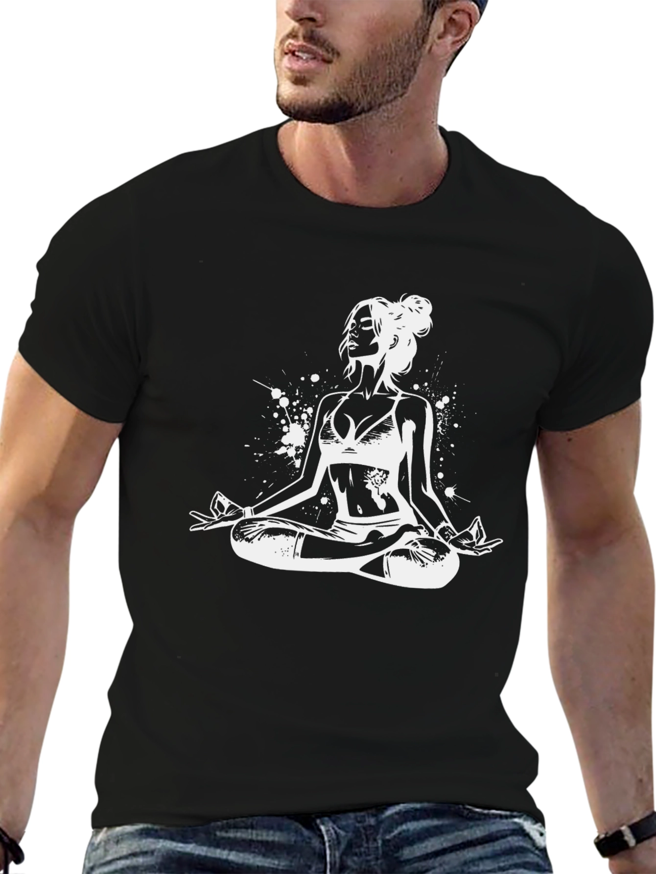 Yoga Pose Graphic Black T-Shirt