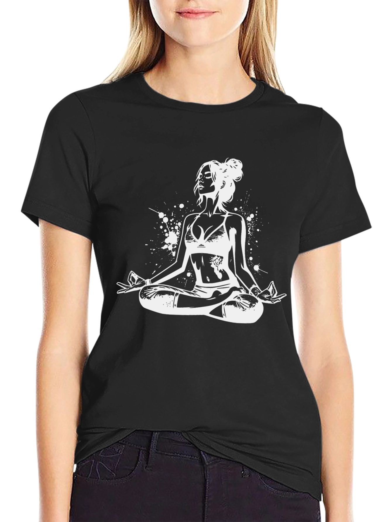 Yoga Pose Graphic Black T-Shirt