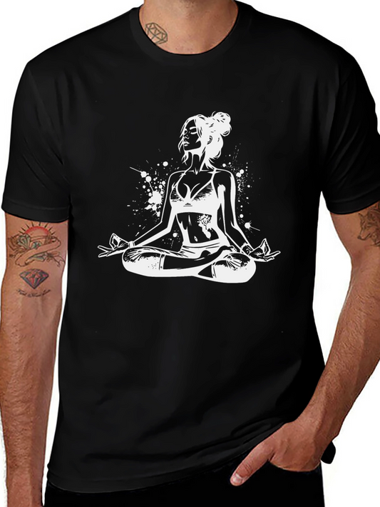 Yoga Pose Graphic Black T-Shirt