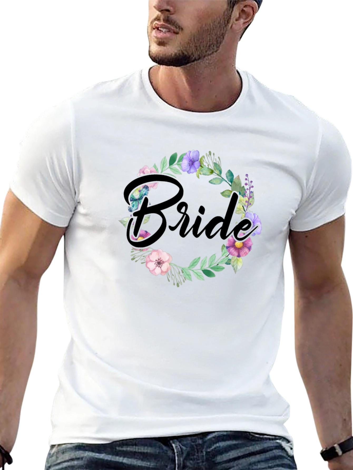 Bride Floral Wreath T-Shirt - Wedding Party Tee