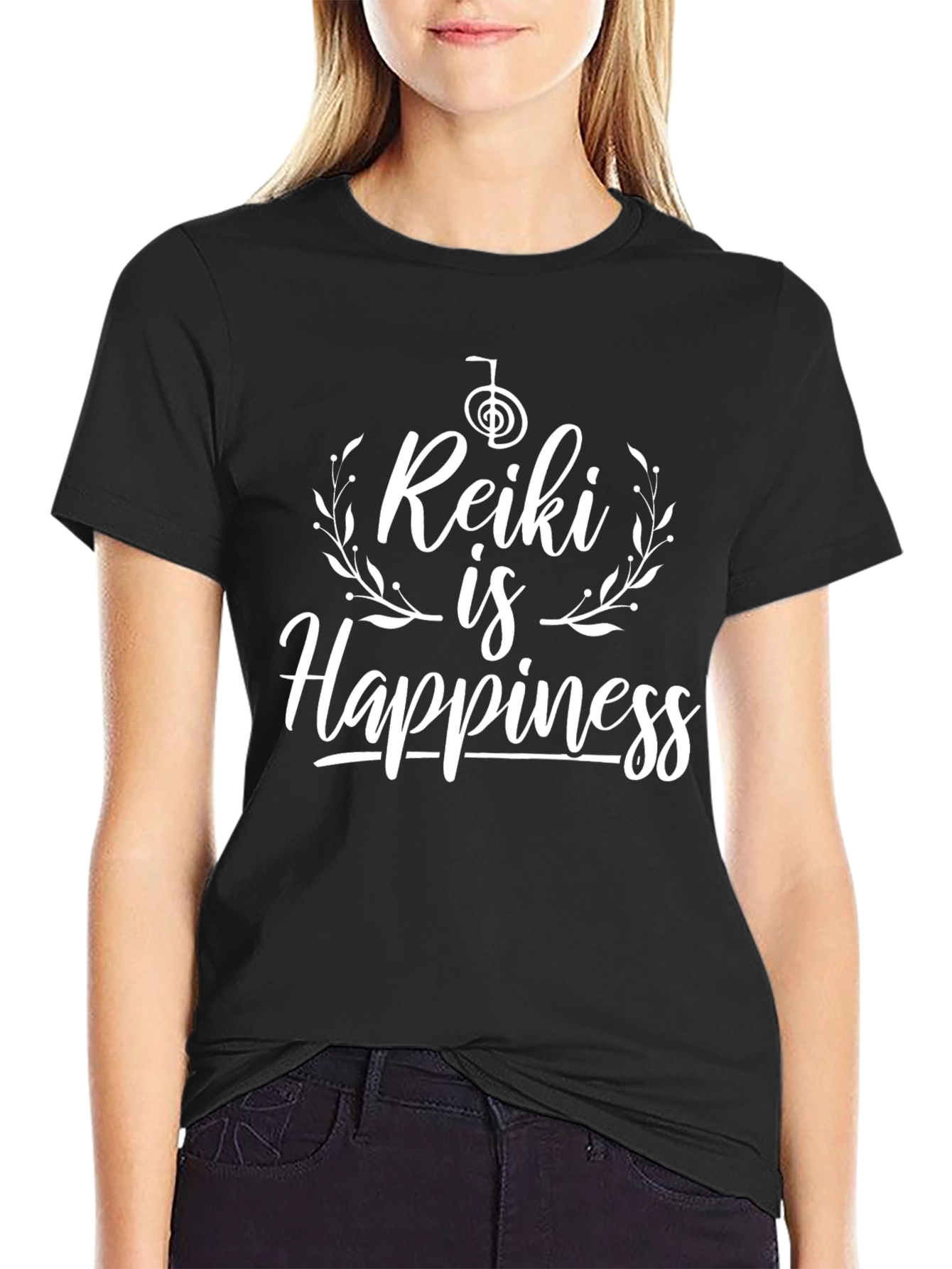 Reiki Is Happiness Black T-Shirt
