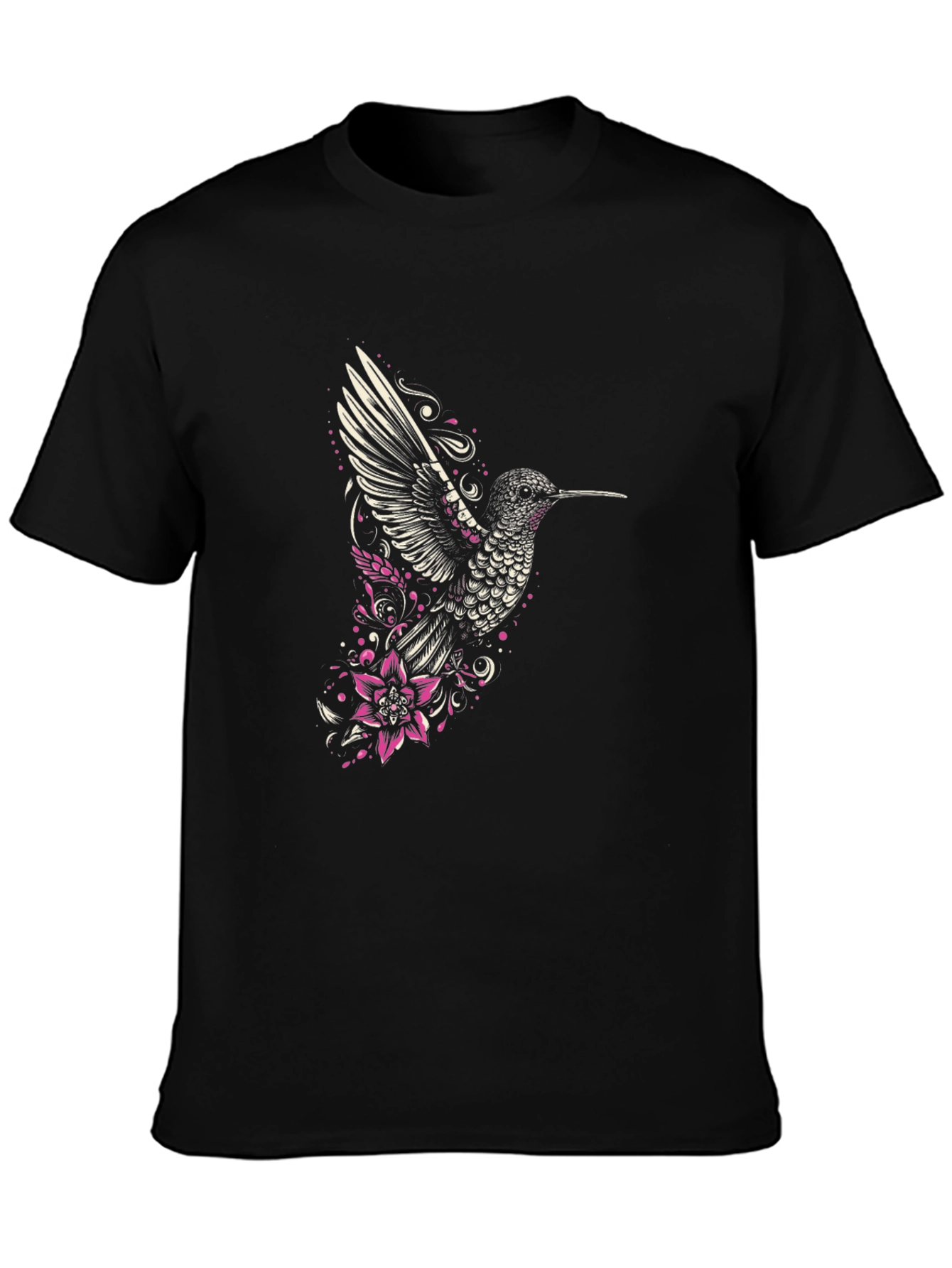 Hummingbird Graphic Tee - Stylish Mens Black T-Shirt