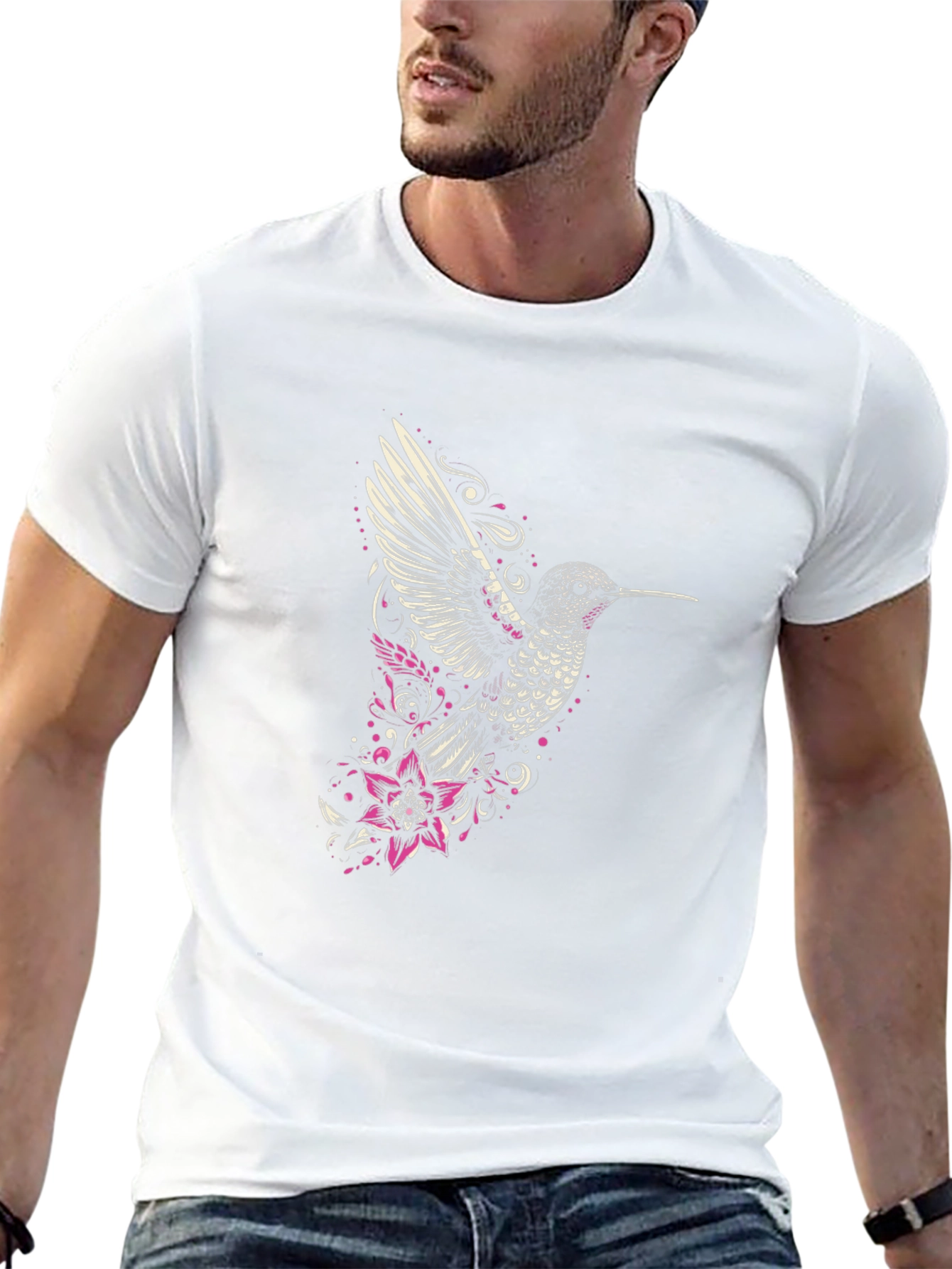 Hummingbird Graphic Tee - Stylish Mens Black T-Shirt