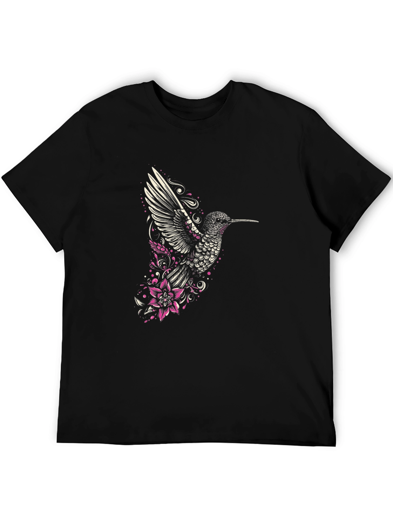 Hummingbird Graphic Tee - Stylish Mens Black T-Shirt