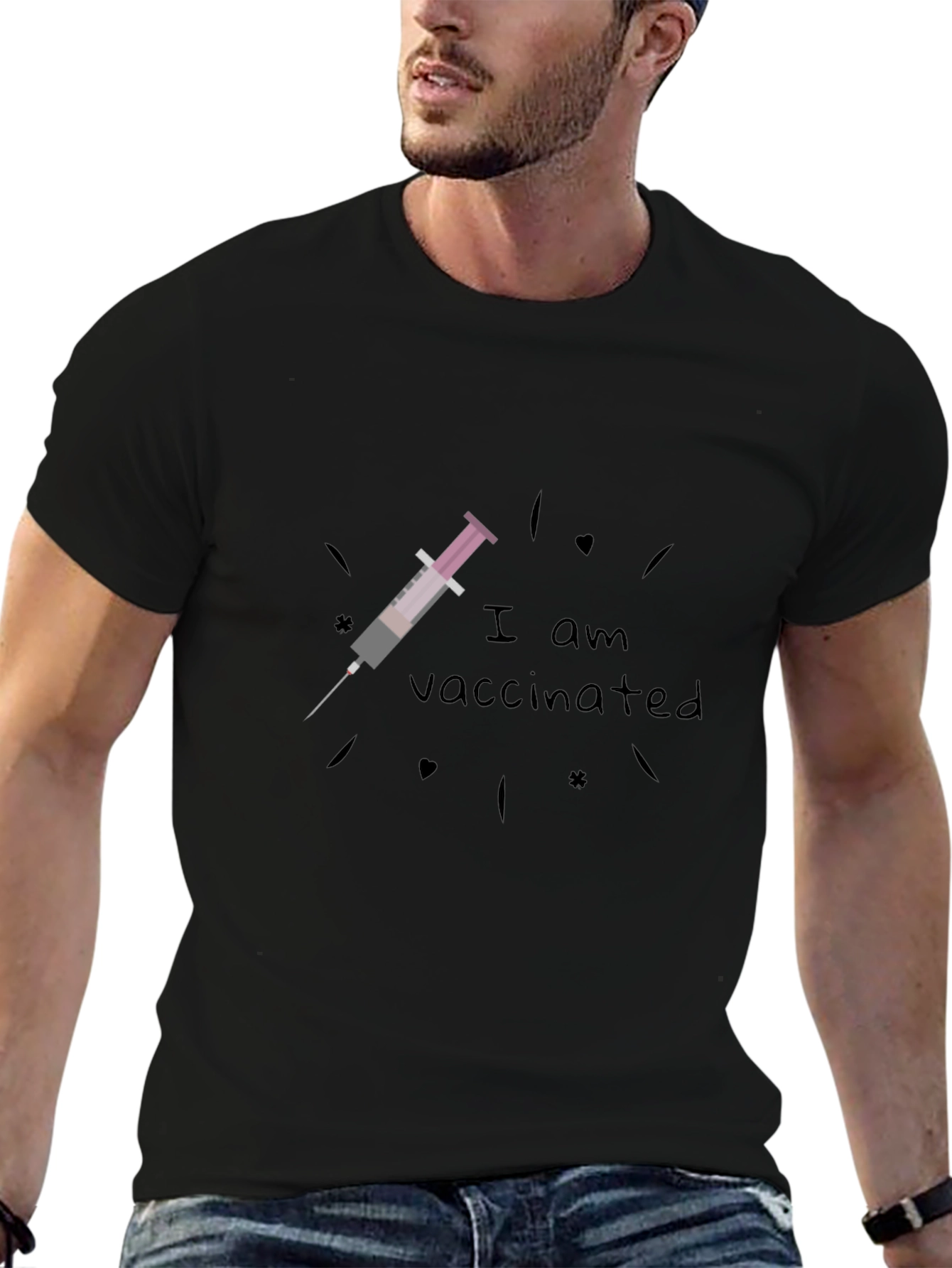 I Am Vaccinated Black T-Shirt