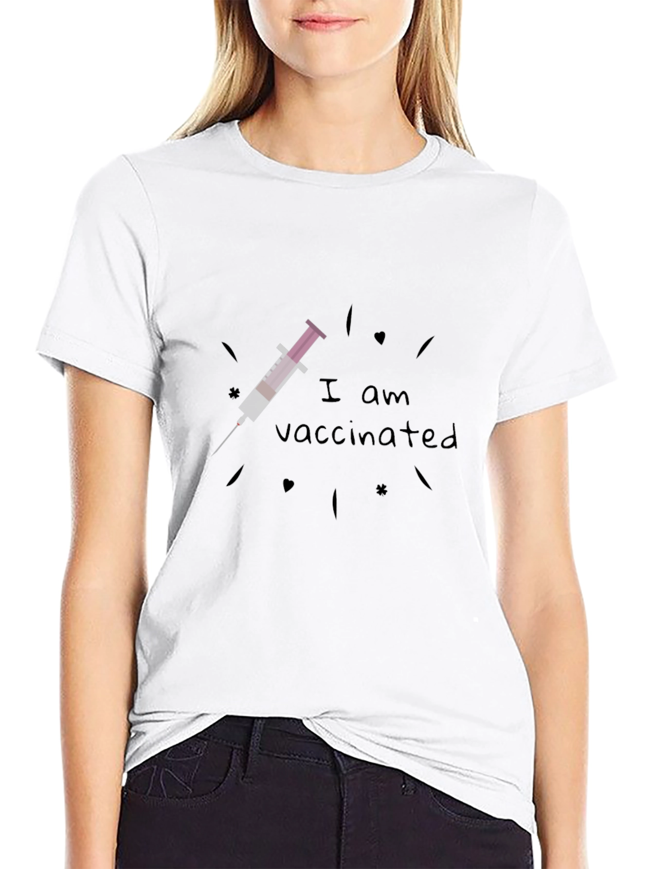 I Am Vaccinated Black T-Shirt