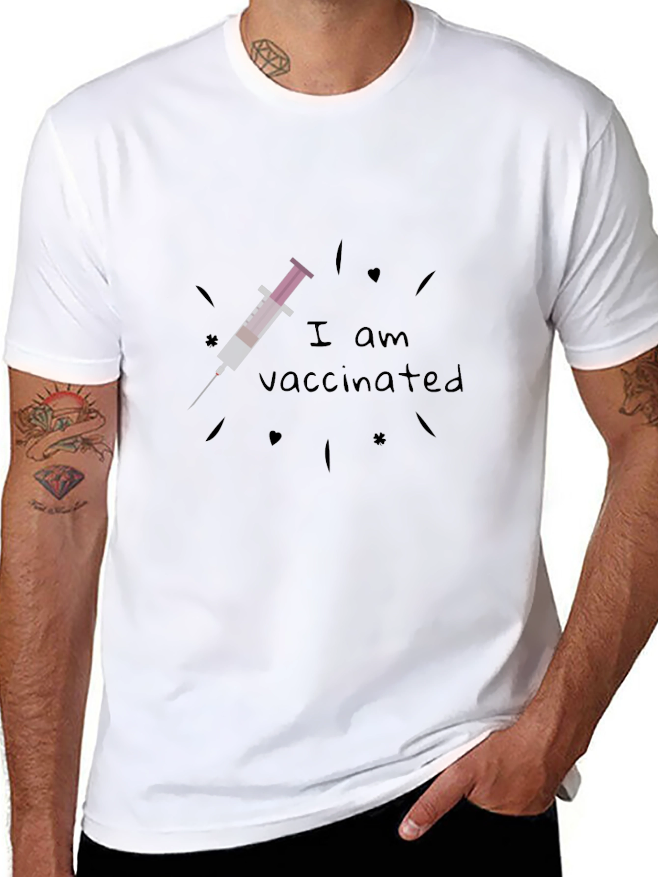 I Am Vaccinated Black T-Shirt