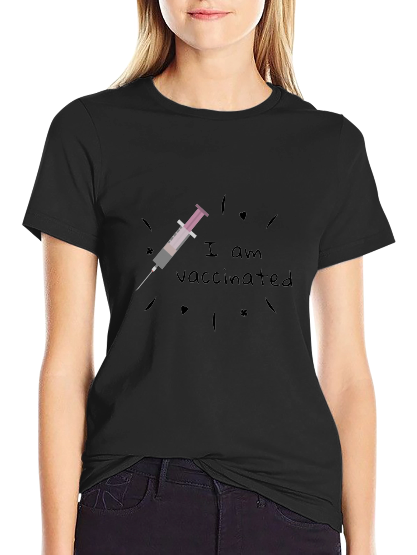 I Am Vaccinated Black T-Shirt