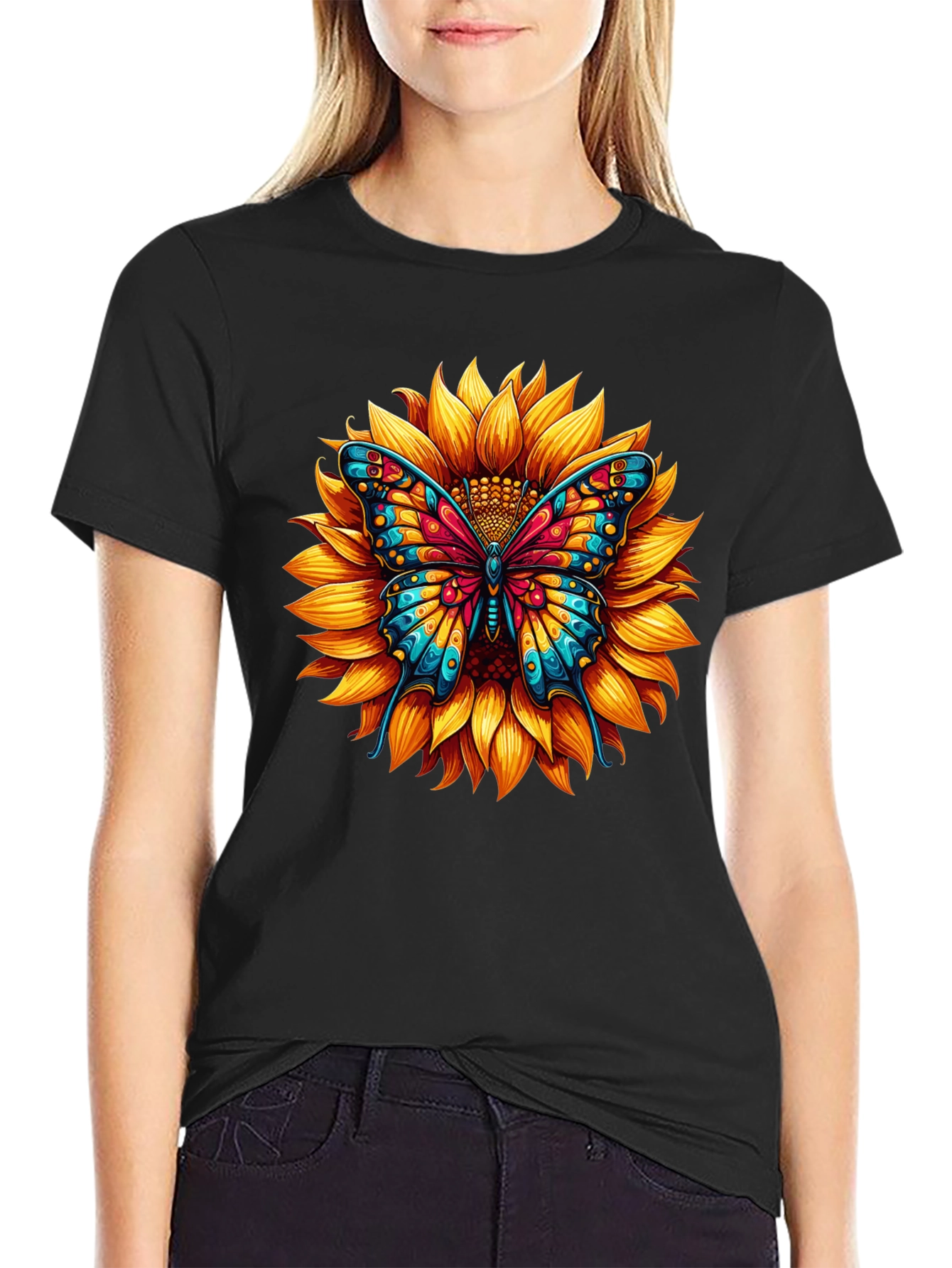 Sunflower Butterfly Graphic Tee