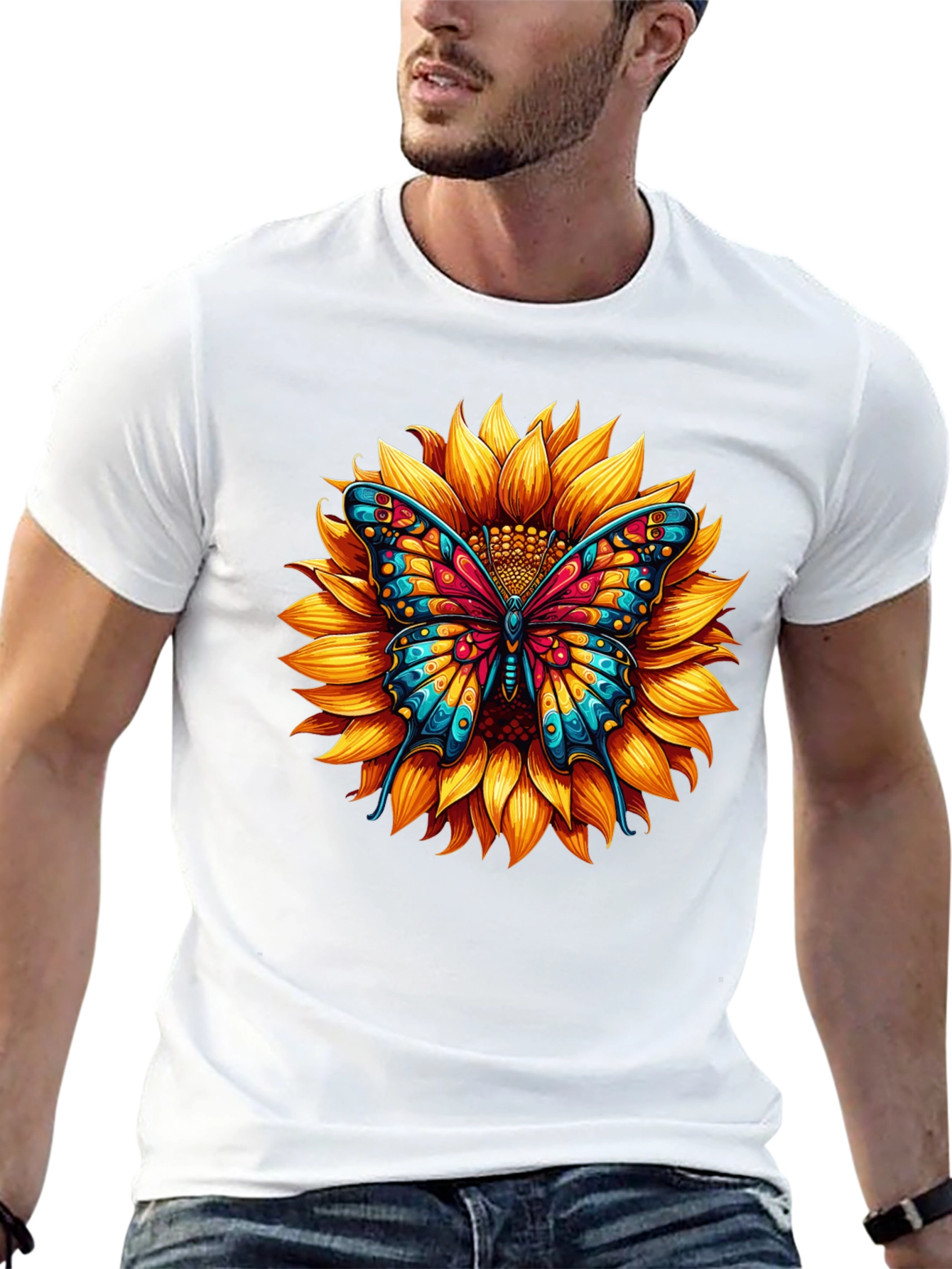 Sunflower Butterfly Graphic Tee