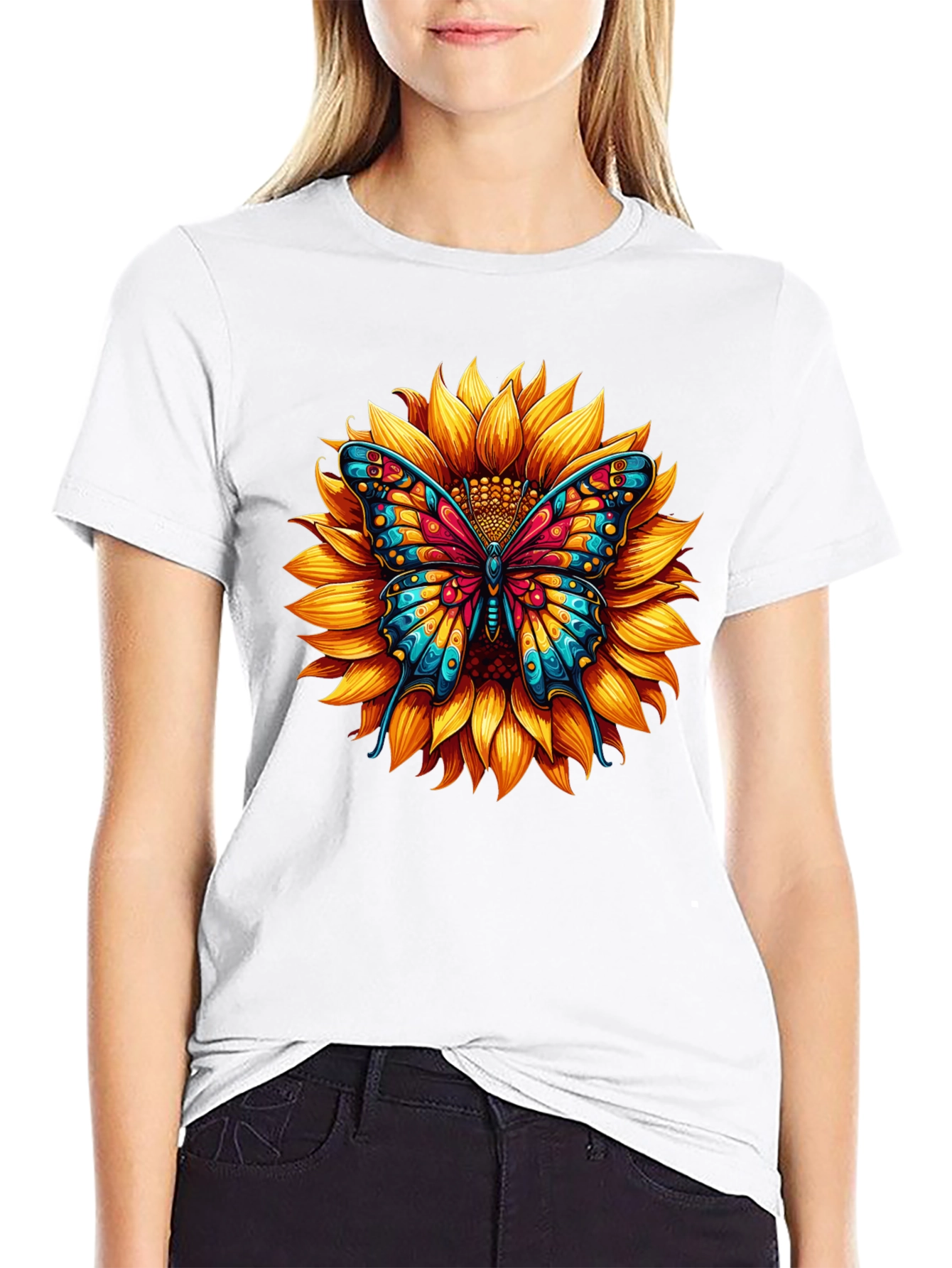 Sunflower Butterfly Graphic Tee