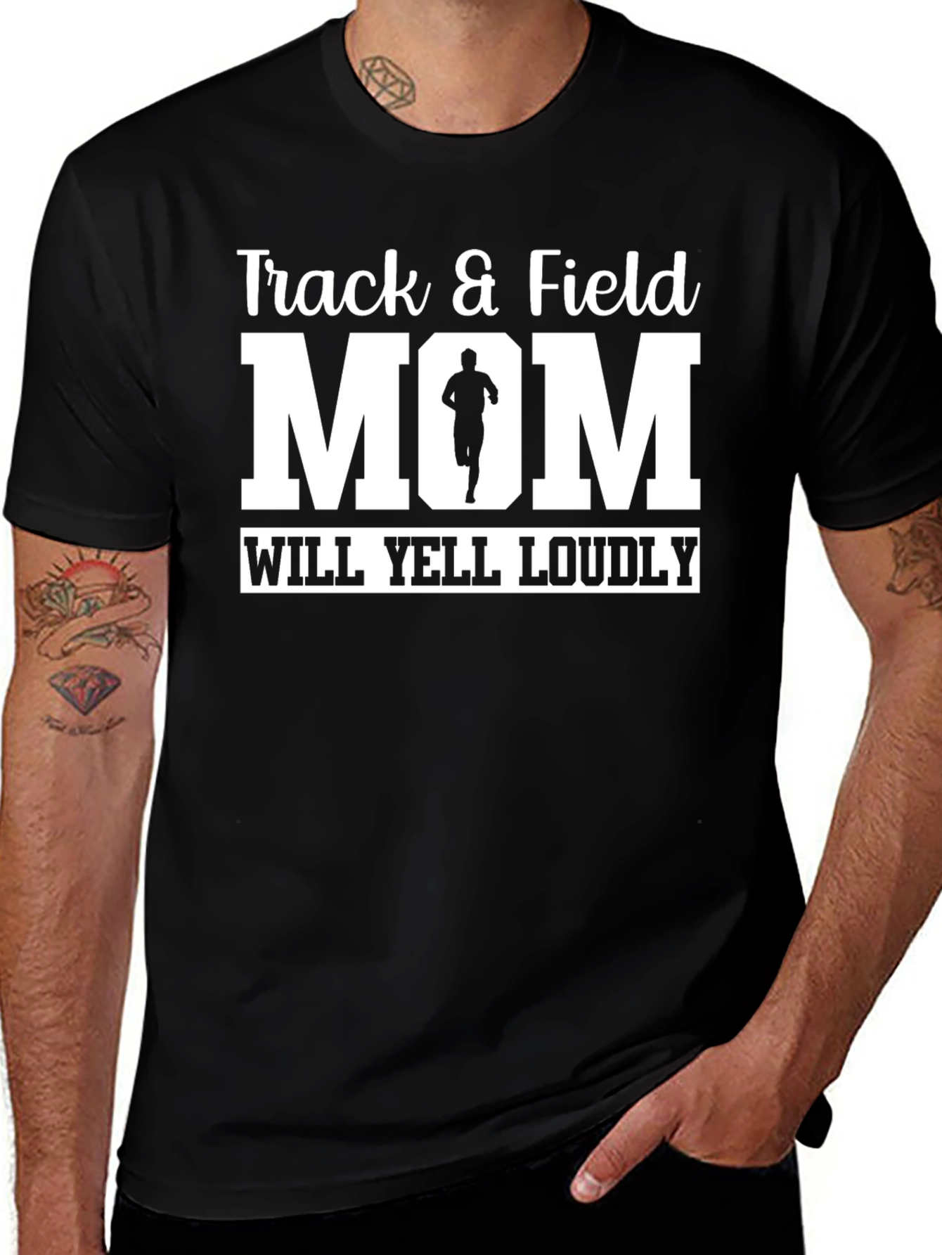 Track & Field Mom T-Shirt Will Yell Loudly Black